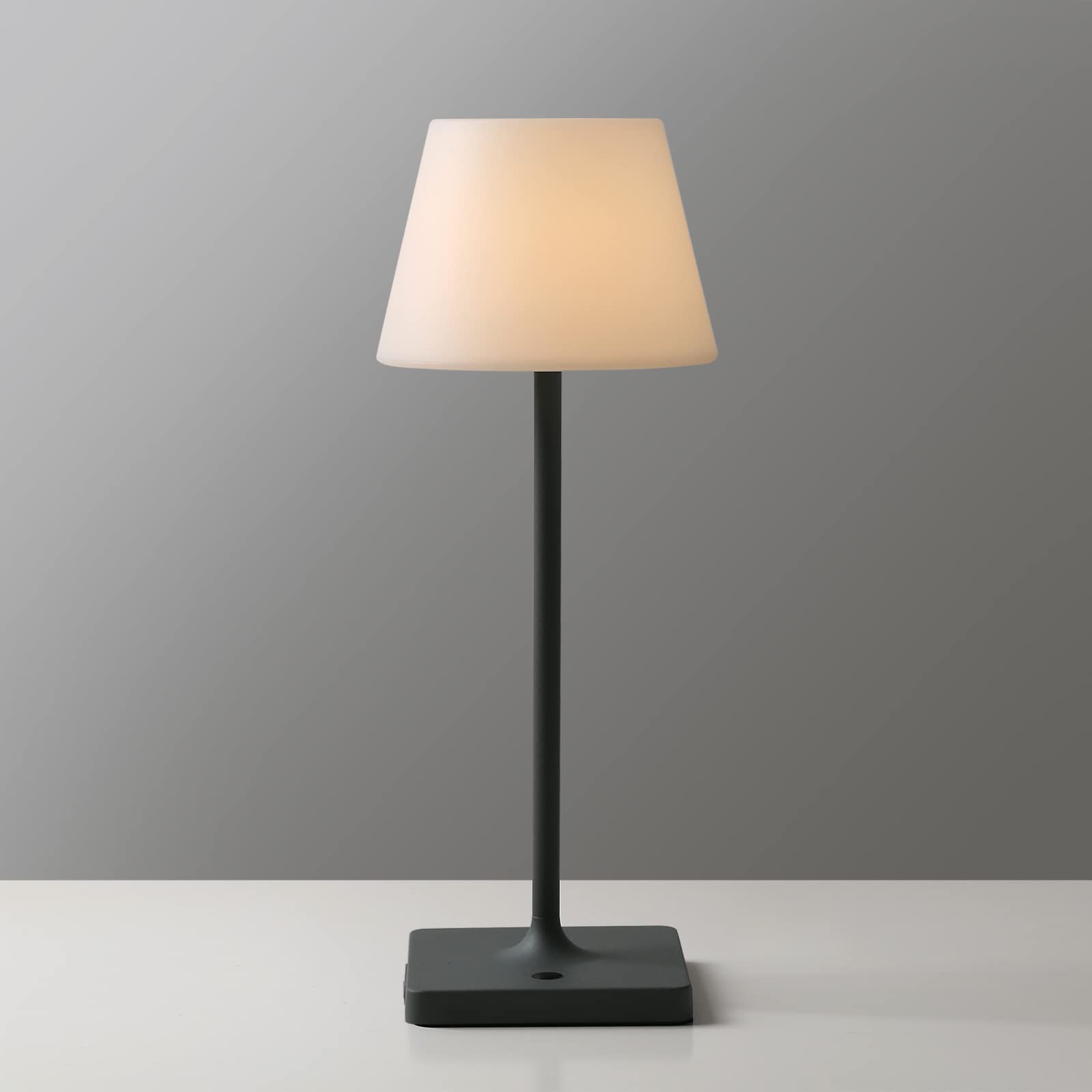 WEILAILUX Outdoor Battery Operated Table Lamp - 4000mAh Rechargeable, Waterproof, Touch Dimmable LED Desk Light - Perfect for Patio, Camping, Restaurant & Home Decor (15 Inch, Grey)