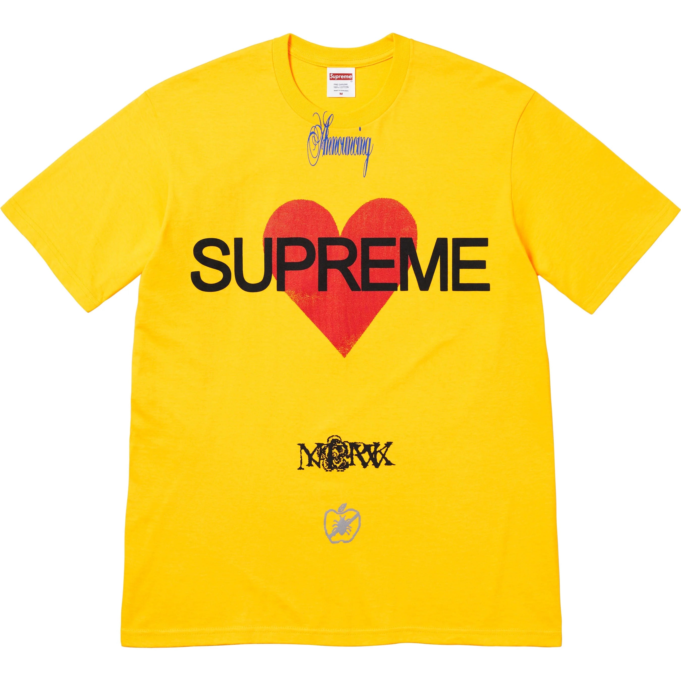 Supreme Announcing Tee - Yellow Cotton T-Shirt for Men & Women | Streetwear Fashion, Casual Wear & Urban Style | Perfect for Concerts, Parties & Everyday Outfits