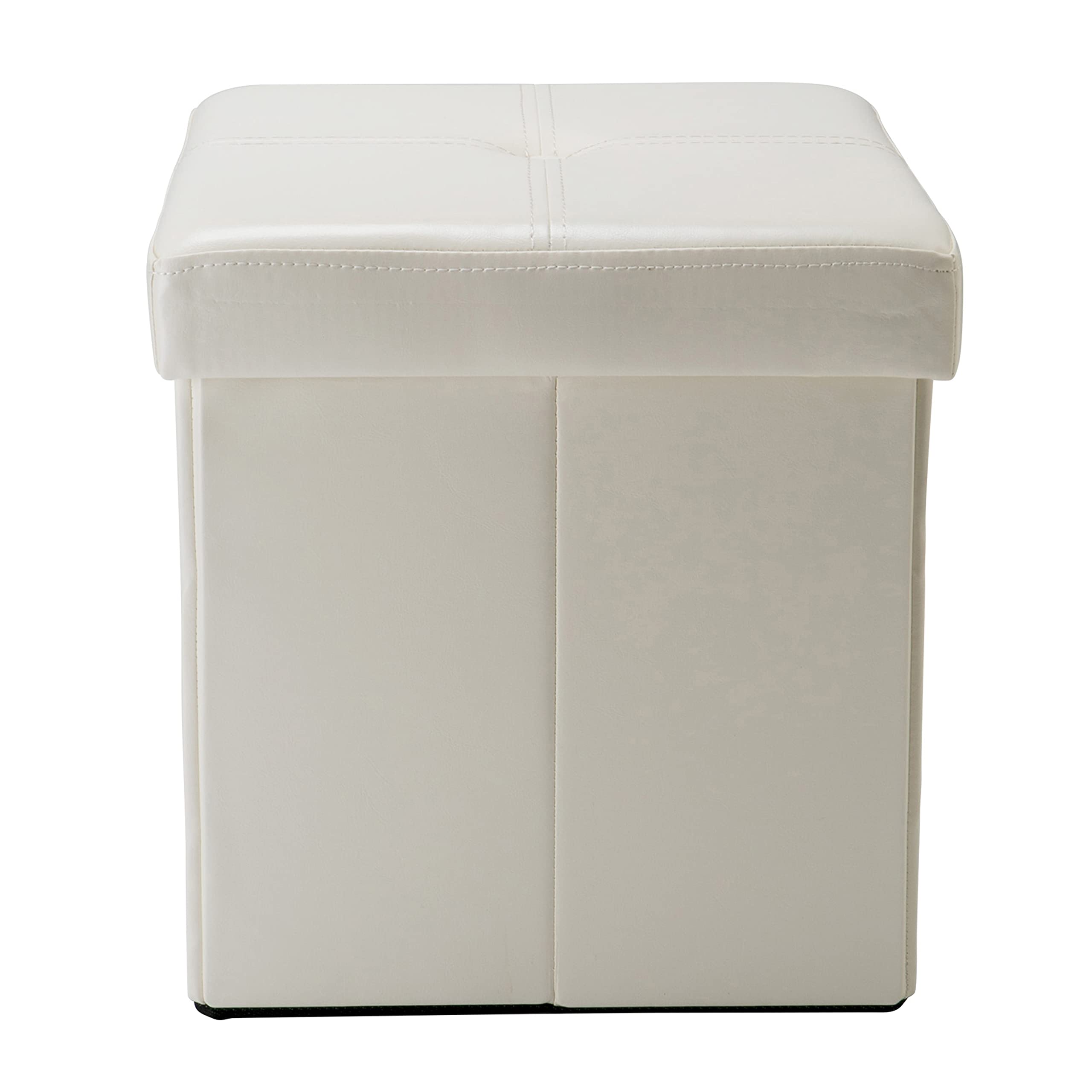 Multi-Functional Faux Leather Storage Ottoman - Tufted Bench with Padded Seat, Toy Chest & Foot Rest Stool for Living Room, Bedroom & Nursery (Ivory) - Perfect for Home Organization & Extra Seating