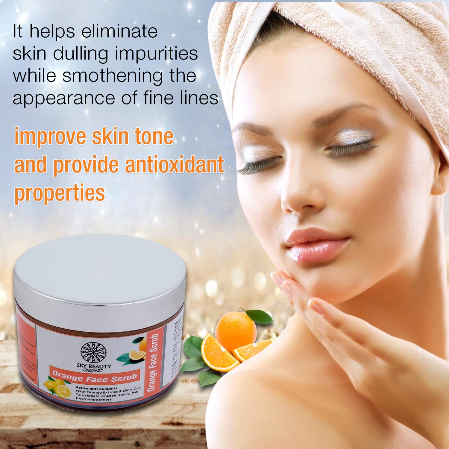 Organic Orange Face Scrub with Antioxidants - Exfoliating Dead Skin Cells with Orange Extract & Olive Oil for Fresh, Smooth Skin (200g) - Perfect for Daily Skincare Routine & Spa Treatments