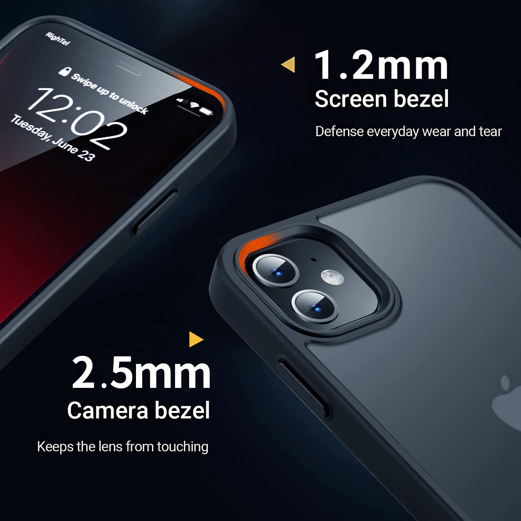 Shockproof iPhone 11 Case with Military-Grade Drop Protection - Slim Translucent Hard Back Cover for iPhone 11 6.1