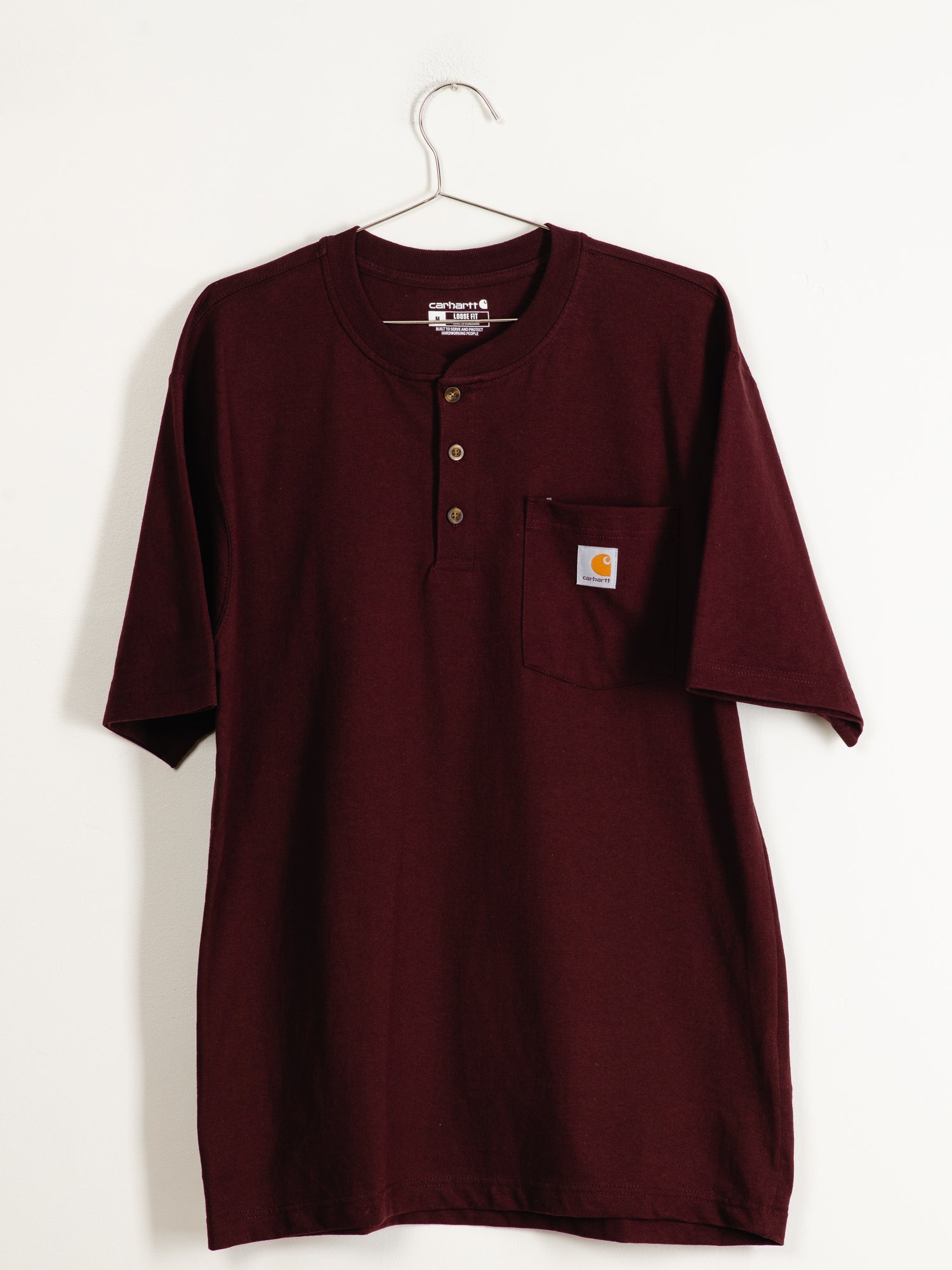 Carhartt 3/4 Sleeve Button-Up T-Shirt for Men - Workwear & Casual Wear - Durable Cotton Shirt for Construction, Outdoor & Everyday Use