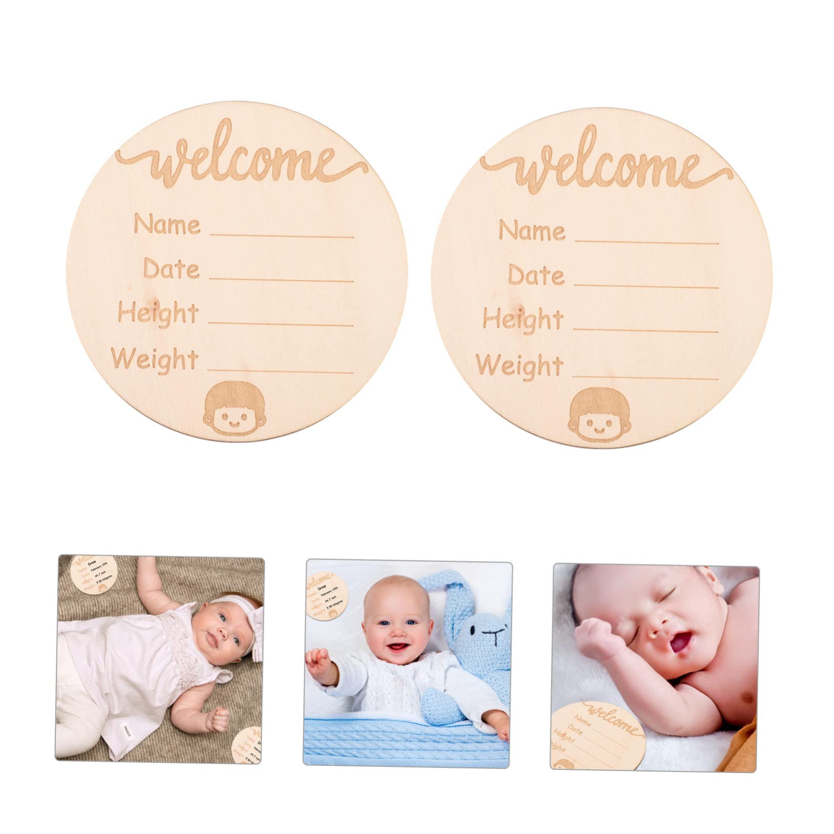 iFundom 20-Piece Wooden Name Sign Cards - Baby Birth Announcement & Milestone Discs for Showers, Gender Reveals, and Nursery Decor - Perfect for Newborn Photography and First Birthday Celebrations