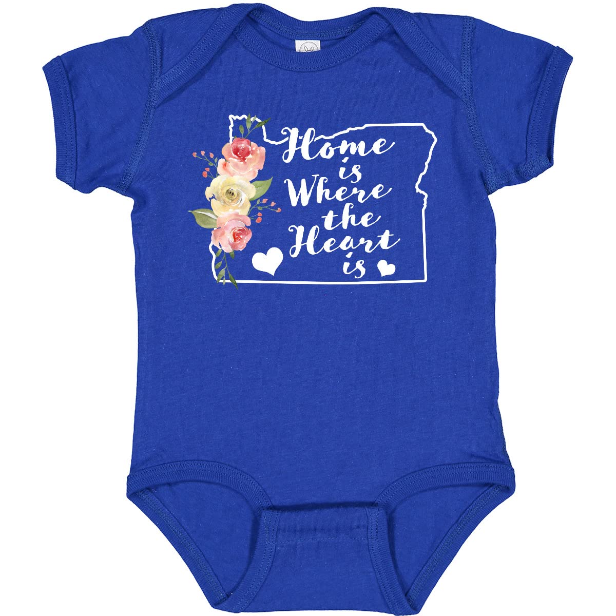 Oregon Home Is Where the Heart Is Watercolor Floral Baby Bodysuit - Soft Cotton Infant Onesie for Newborns & Toddlers - Perfect for Family Photos, Gifts & Everyday Wear
