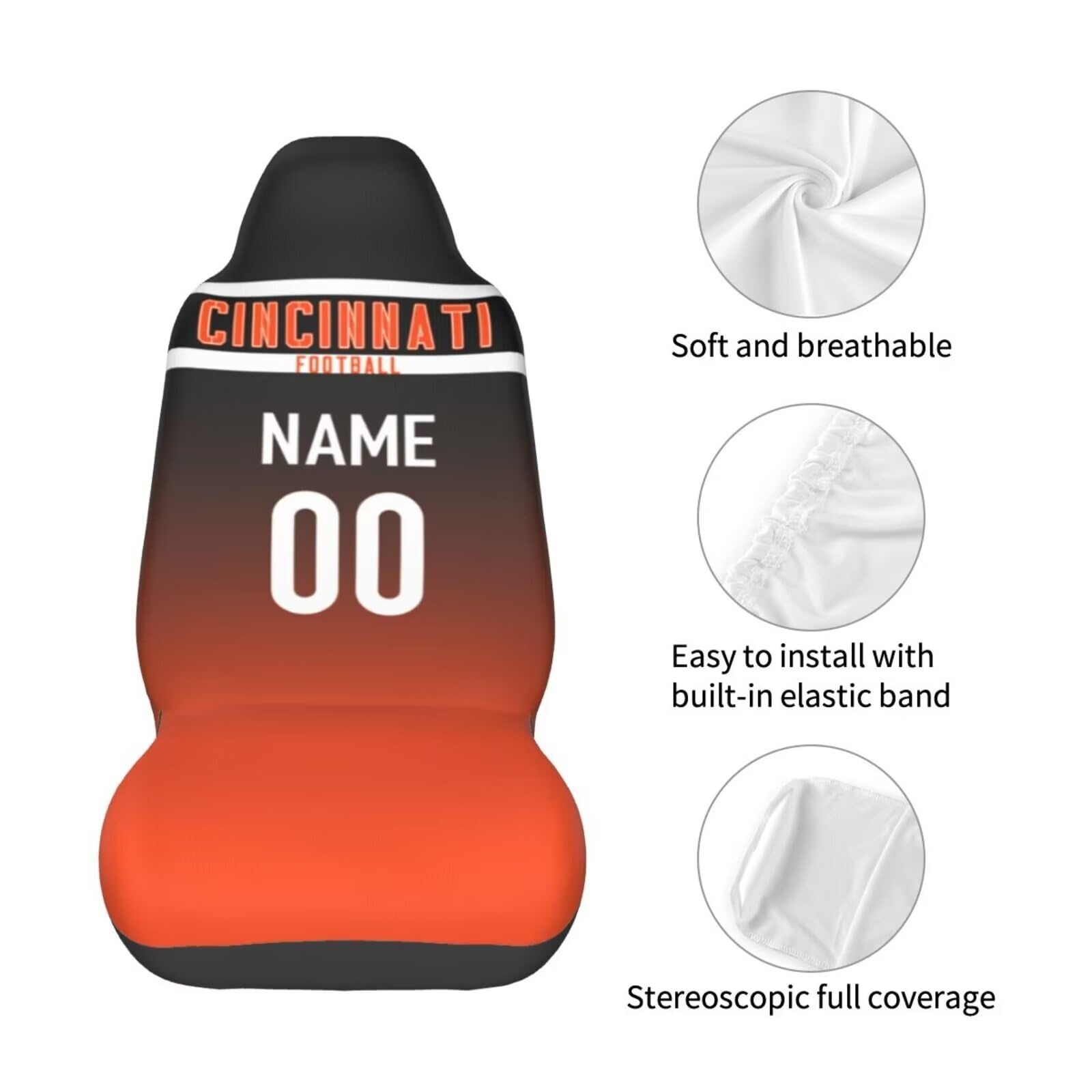 Custom Personalized Football Car Seat Covers - Add Any Name & Number - Universal Fit for Most Vehicles (20.5