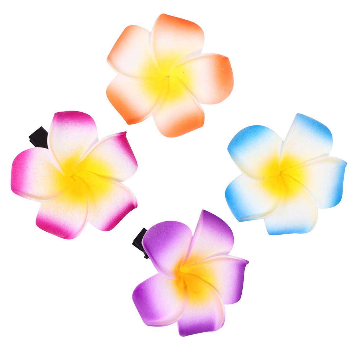 Beaupretty 18Pcs Hawaiian Hair Clips - Plumeria & Hibiscus Flower Bridal Accessories for Wedding & Travel