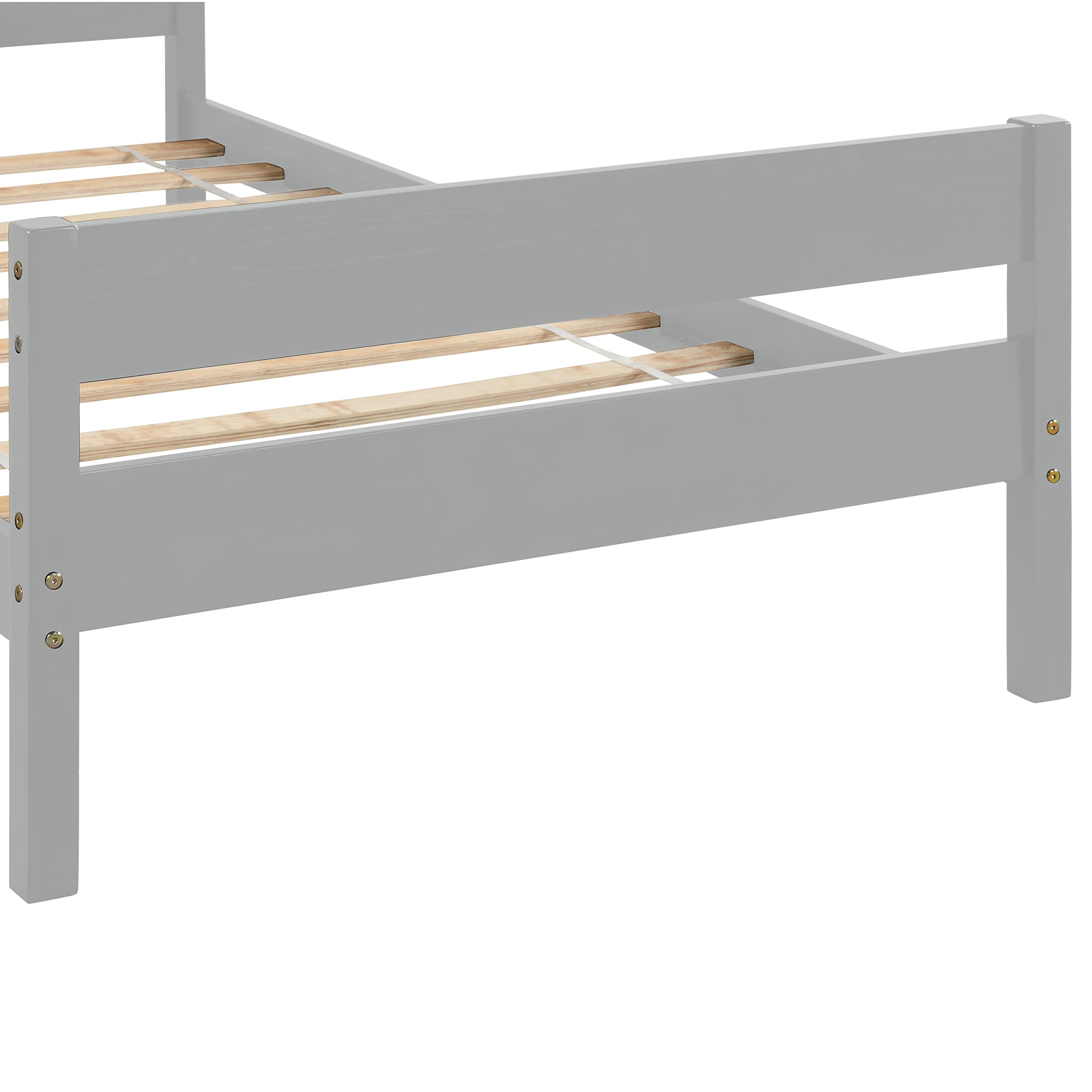 Modern Twin Size Bed Frame with Upholstered Headboard and Footboard, Grey - Perfect for Kids' Rooms, Guest Bedrooms & Small Spaces