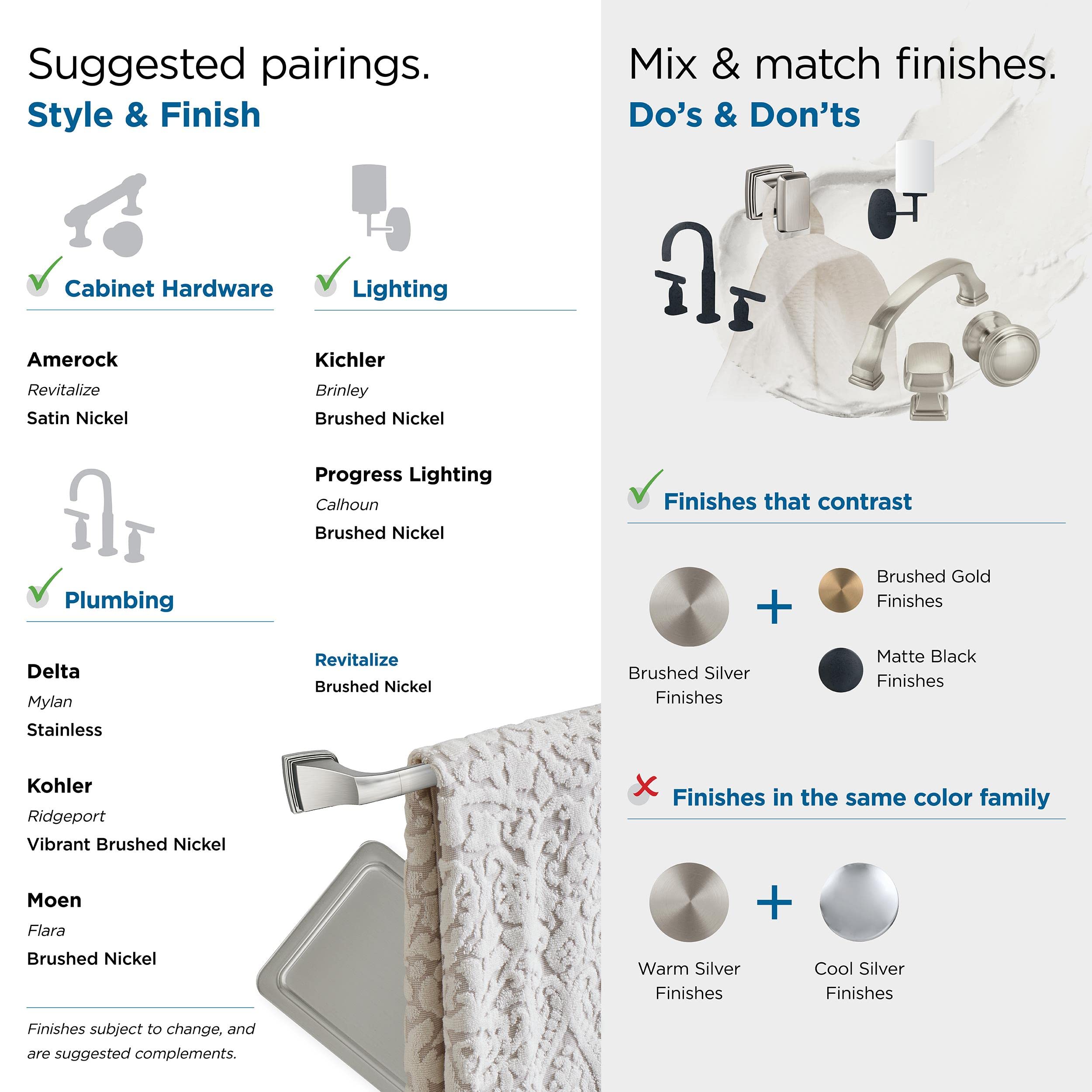 Amerock Brushed Nickel 5-Piece Bathroom Accessories Set - Modern Towel Bar, Toilet Paper Holder & More for Home Decor & Bathroom Organization