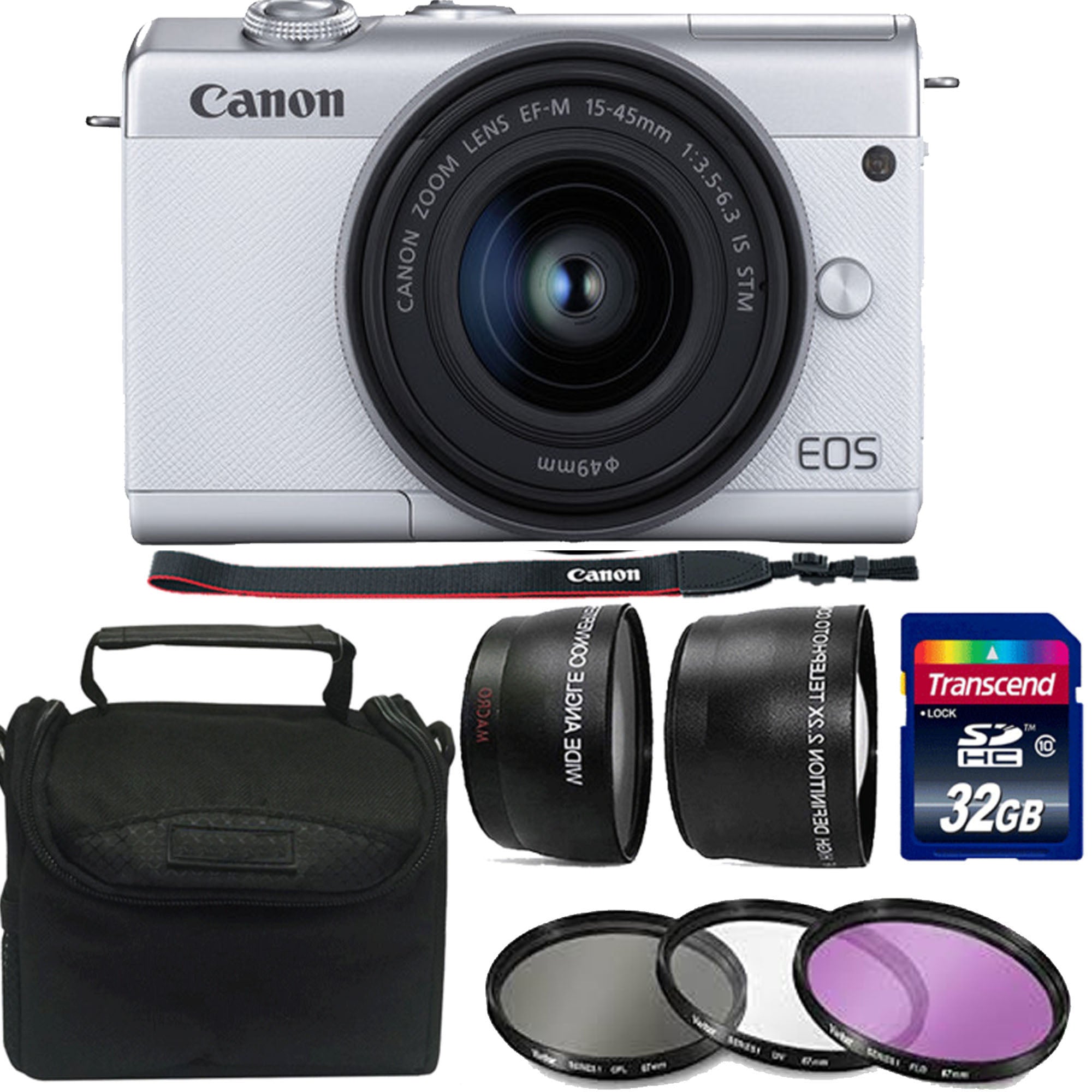 Canon EOS M200 Mirrorless Digital Camera with 15-45mm Lens (White) - 32GB Memory Card & Essential Starter Kit - Perfect for Travel, Vlogging & Photography Enthusiasts