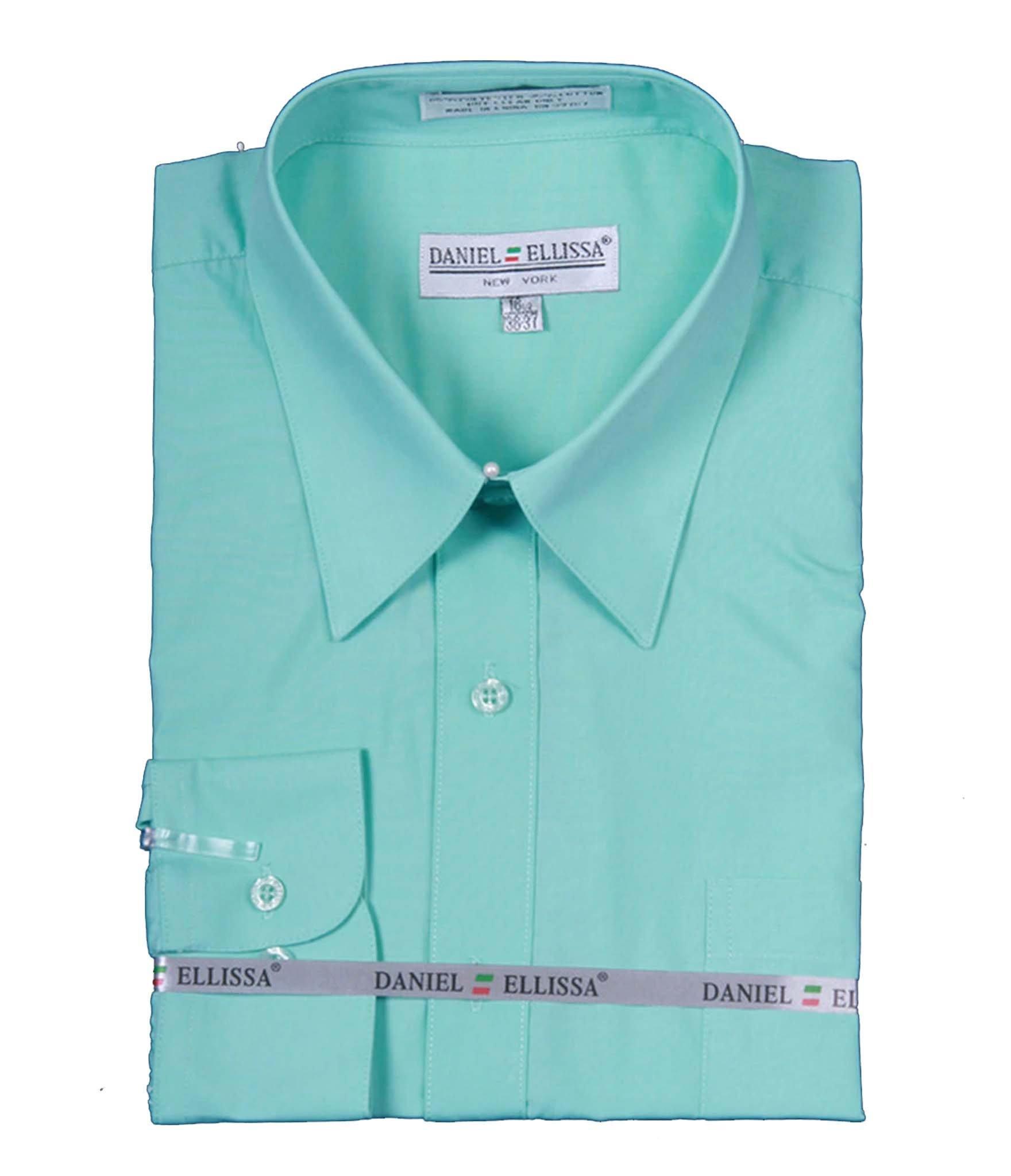 Premium Men's Dress Shirt with Convertible Cuff - Mint Green Formal Shirt for Business & Office Wear - Classic Fit Button Down Collar Shirt for Weddings & Professional Occasions
