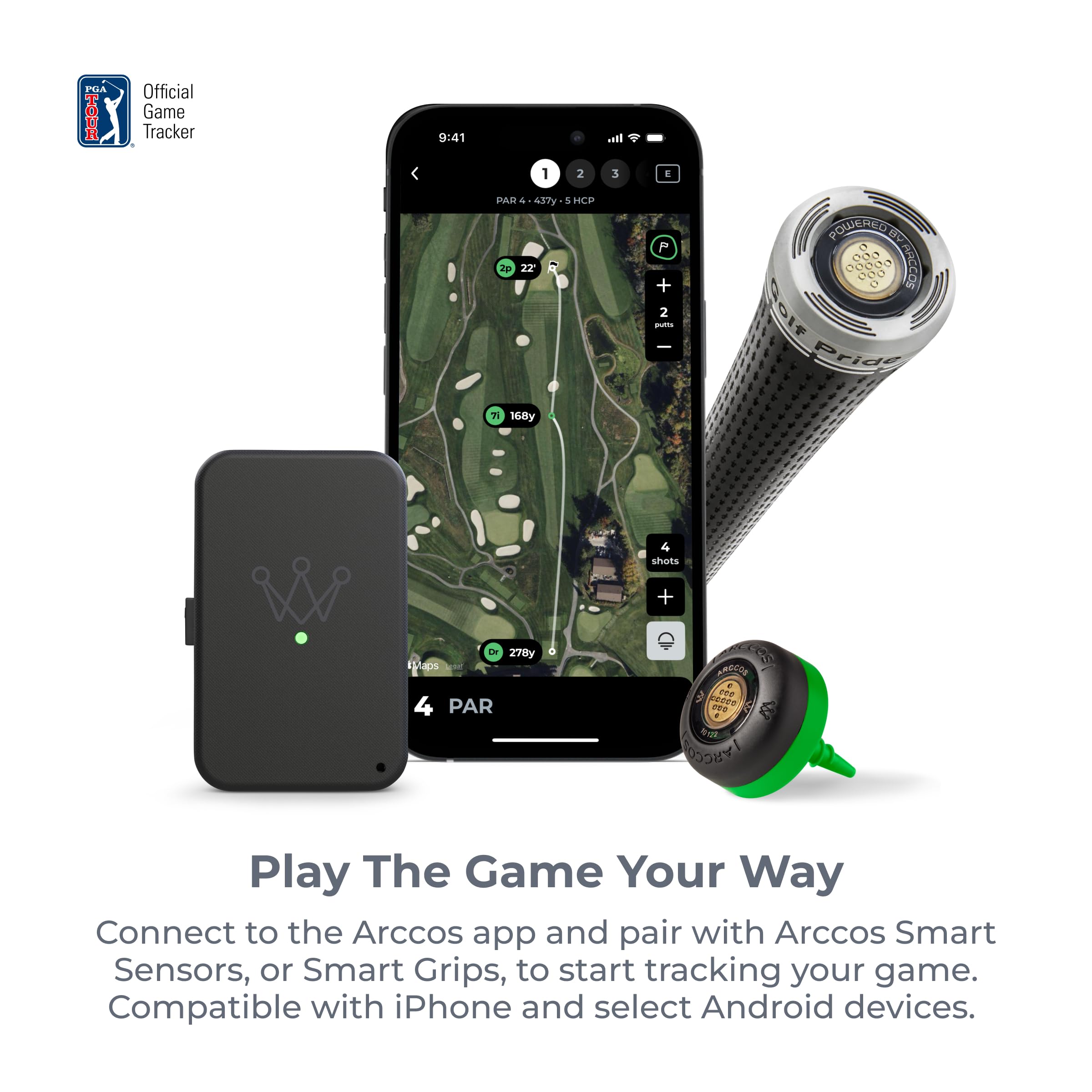 Arccos Link - Wireless Golf Swing Tracker | Phone-Free Golf Performance Monitor | Compatible with Arccos Smart Sensors & Smart Grips | Perfect for On-Course Game Analysis & Practice Sessions