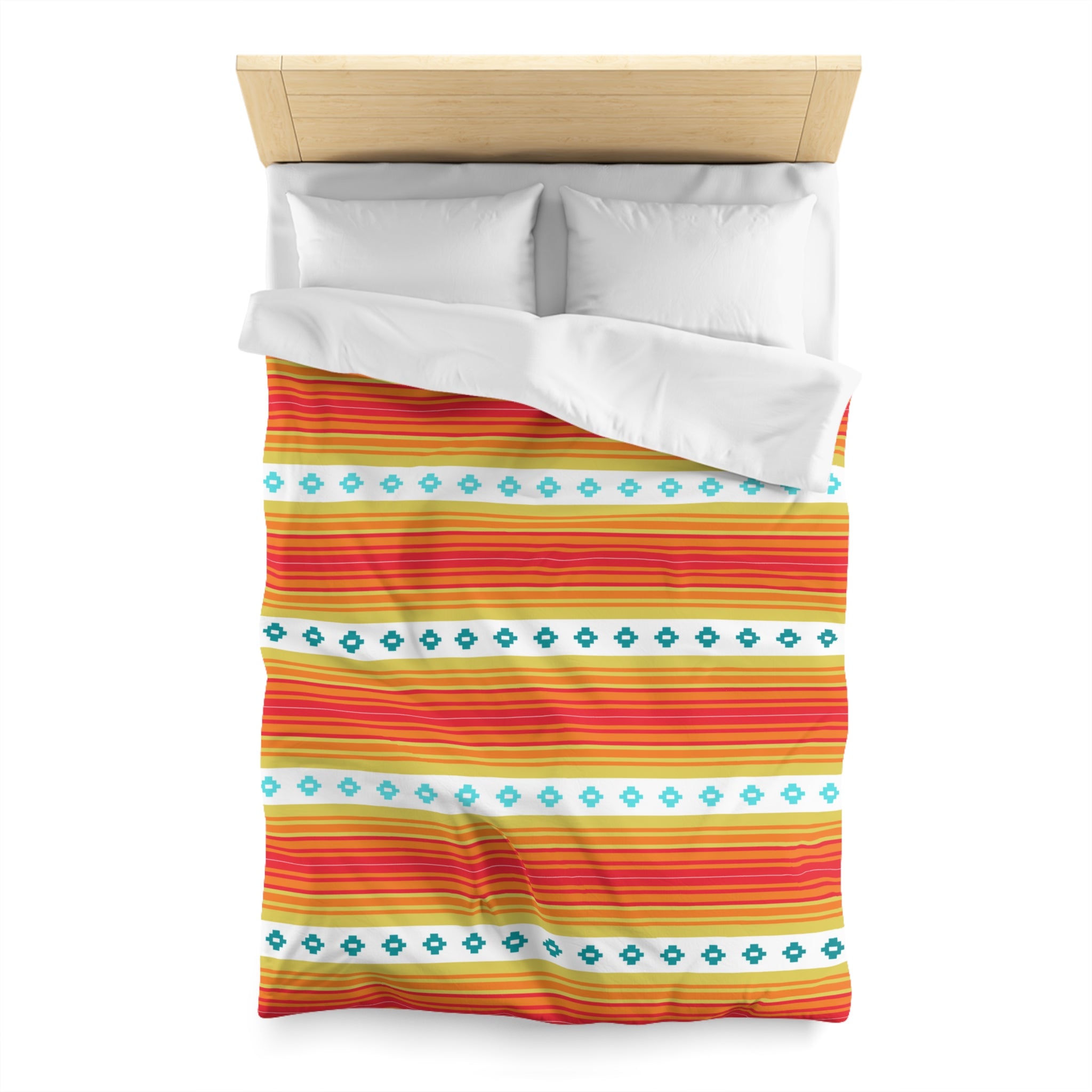 Southwestern Boho Bedroom Bedding Set - Soft Microfiber Duvet Cover with Piping - Queen, King, Full & Twin Sizes - Perfect for Guest Rooms & Vacation Homes
