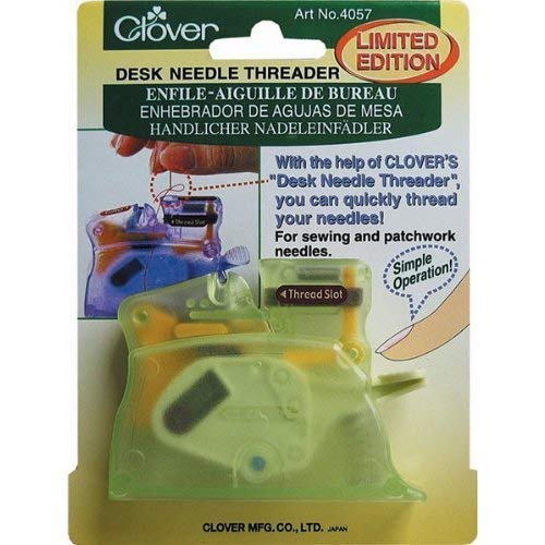 Clover Desk Needle Threader - Green Sewing Threading Tool for Easy Needle Threading (1 Pack) - Perfect for Sewing, Quilting, Embroidery & Craft Projects