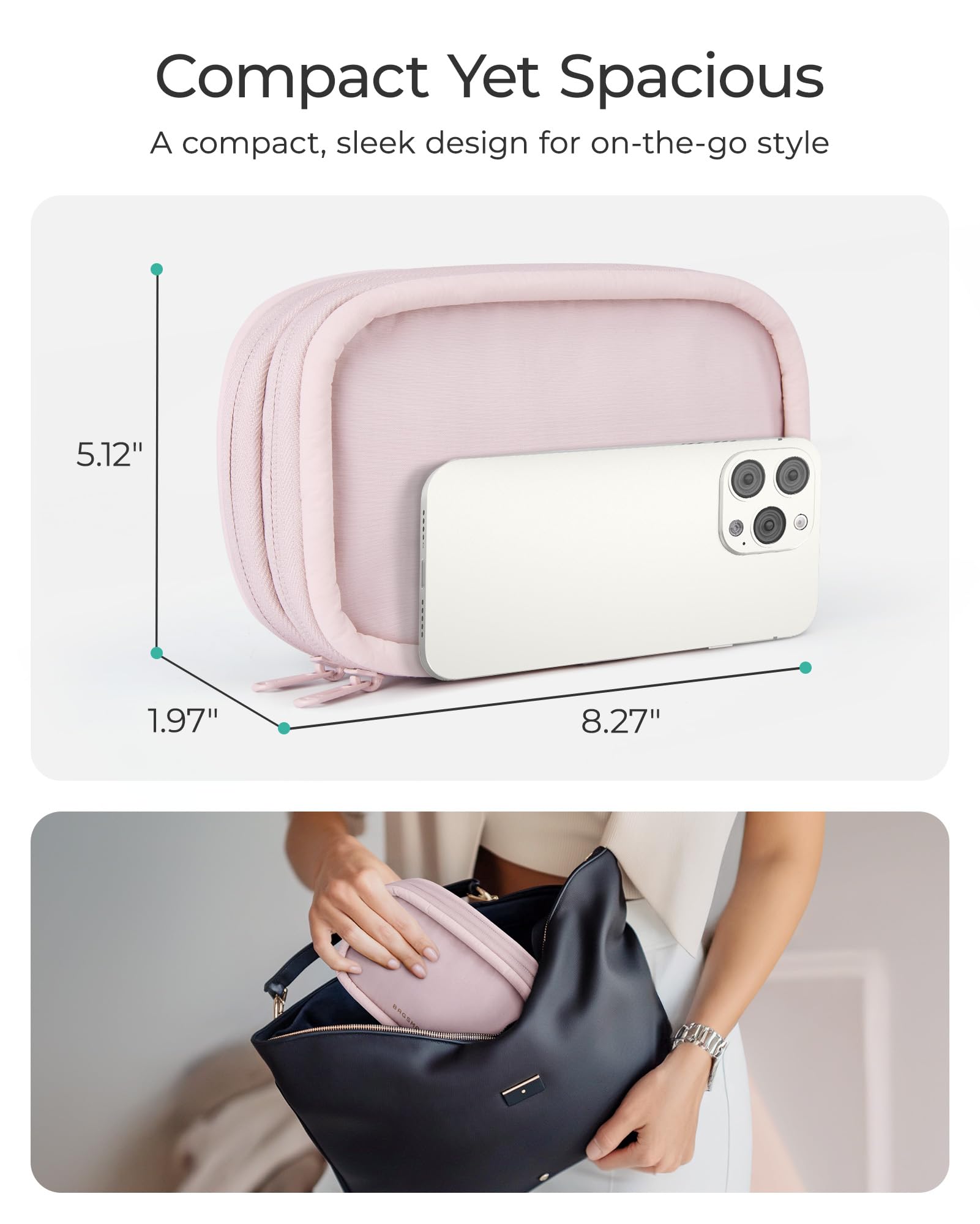 BAGSMART Beige Electronics Organizer Travel Case - Cord & Cable Organizer for Women, Travel Essentials Bag for Charger, Flash Drive, Tech Accessories - Perfect for Business Trips, Vacations & Daily Commute