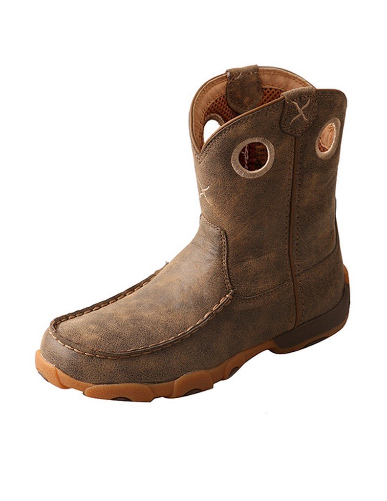Twisted X Driving Moc Boot for Kids - Comfortable Leather Slip-On Shoes for Boys & Girls - Perfect for School, Play & Casual Wear
