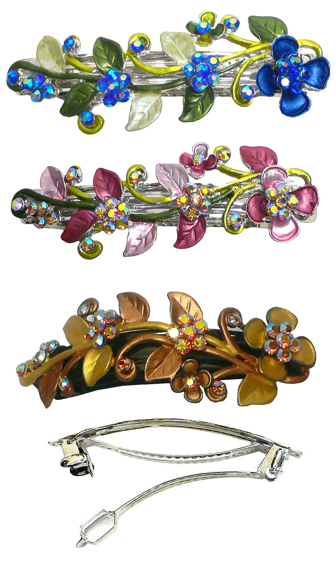 6-Pack Crystal Flower Hair Clips - Elegant Barrettes for Women & Girls (YY86800-8-6) | Perfect for Weddings, Parties & Daily Hairstyling