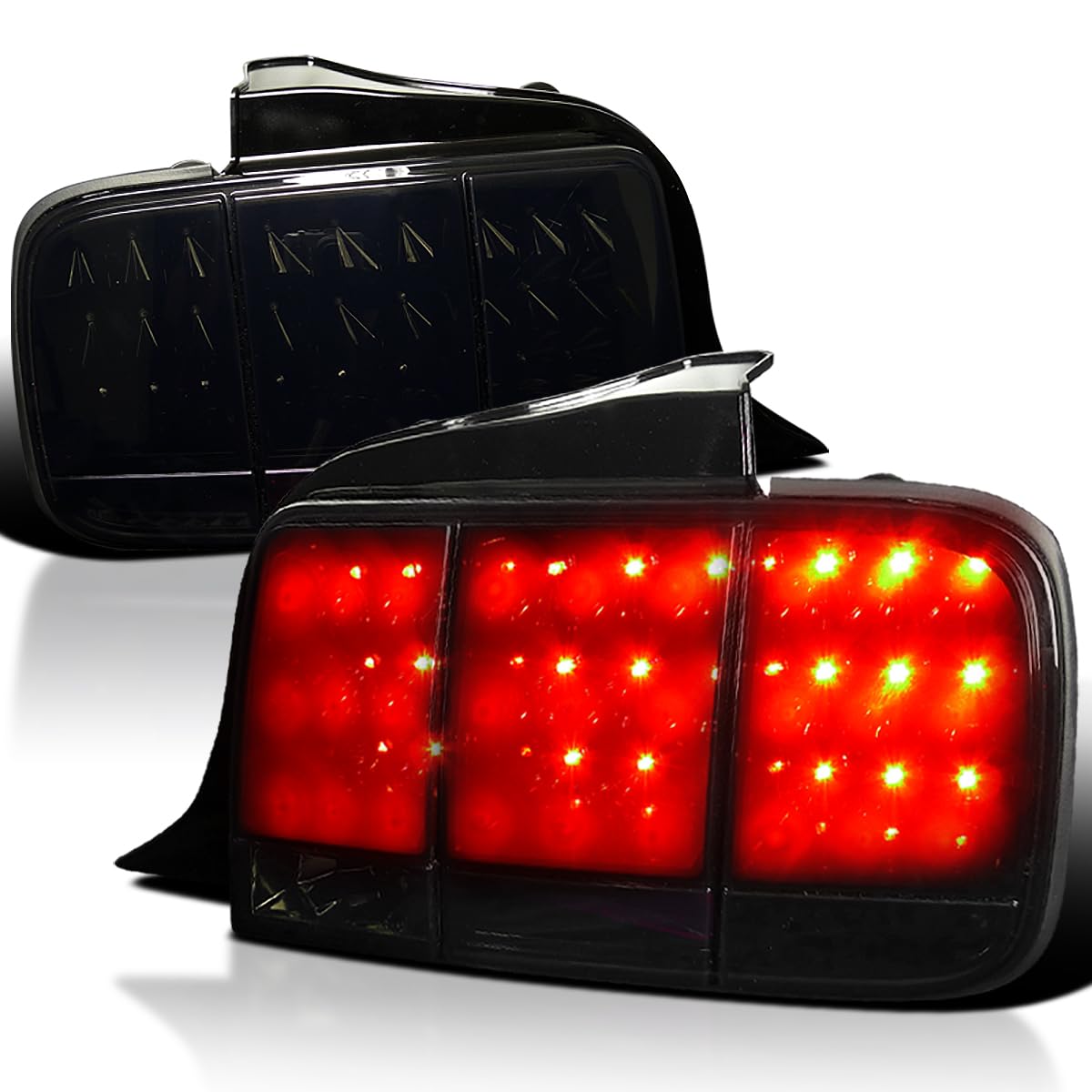 Spec-D Tuning Glossy Black LED Tail Lights with Dark Smoke Lens & Sequential Turn Signals - Compatible with 2005-2009 Ford Mustang (Pair) - Perfect for Night Driving & Car Customization