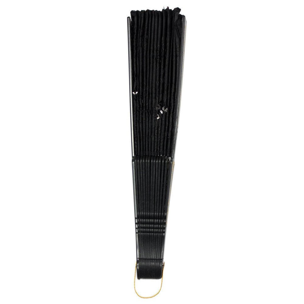 Elegant Black Peacock Feather Hand Fan with Sequins - Foldable Plastic Fan for Weddings, Parties, and Summer Cooling - Perfect for Bridal Accessories, Costume Props, and Home Decor