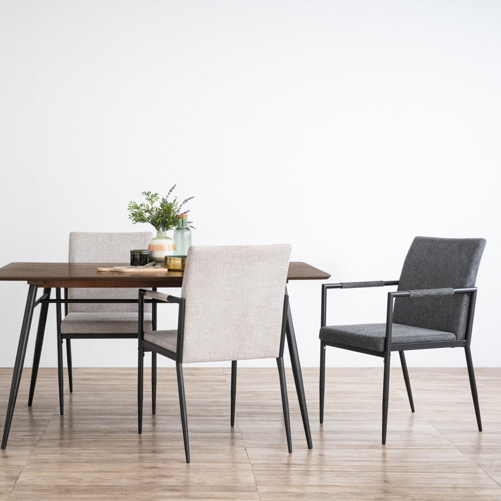 FERMA Modern Dining Chair - Grey Upholstered Seat, Sturdy Metal Frame - Perfect for Kitchen, Dining Room, and Office Use