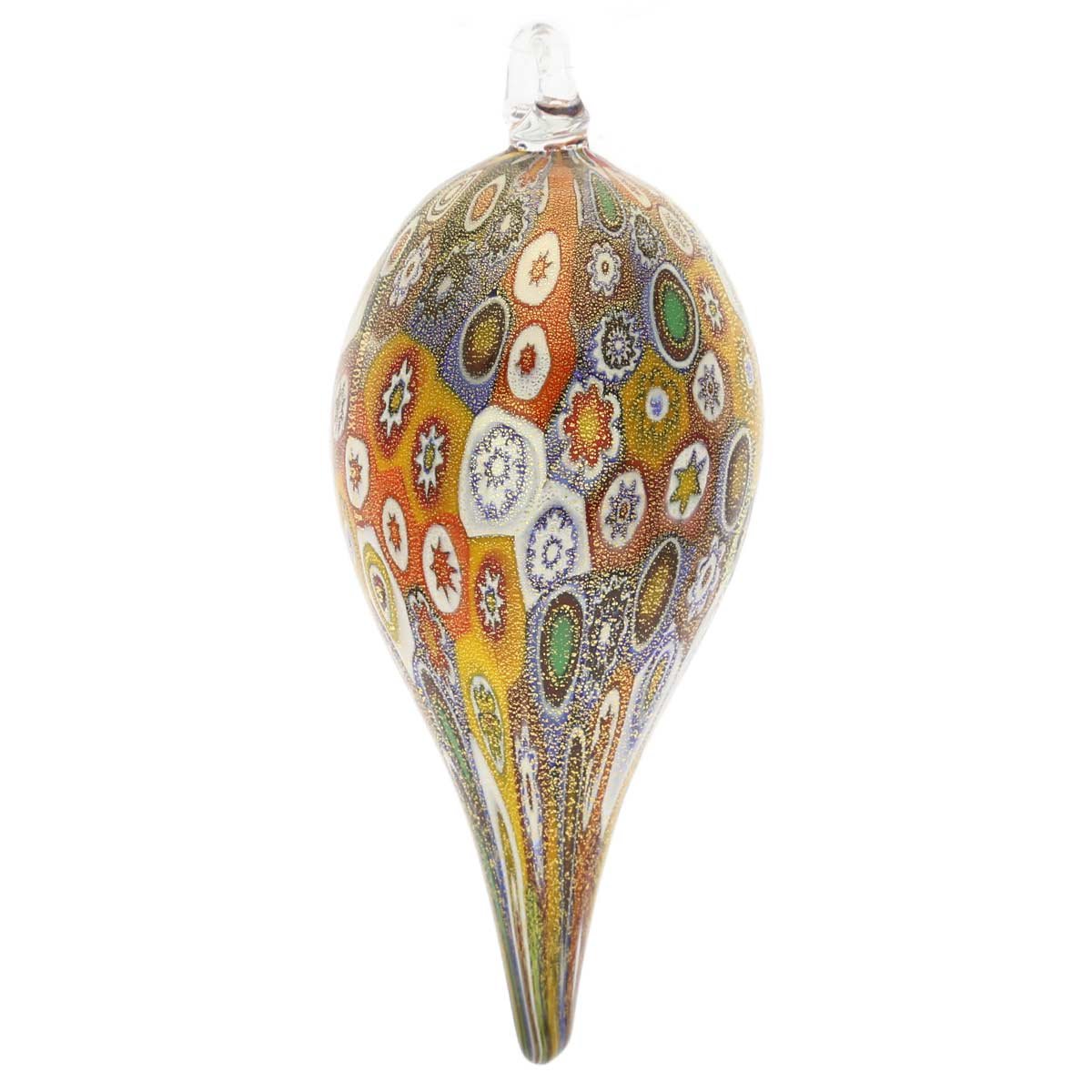 Venetian Murano Glass Icicle Christmas Ornament - Gold Millefiori Handcrafted in Italy | Perfect for Holiday Tree Decorations & Festive Gift Giving