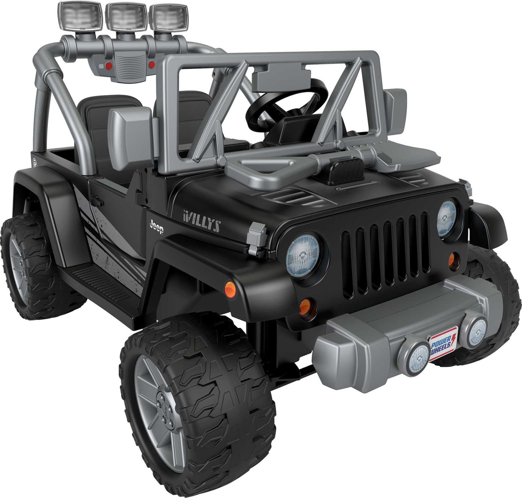 Power Wheels Jeep Wrangler Willys 12V Ride-On Car for Kids Ages 3-7 Years - Battery-Powered Toy Vehicle with Realistic Sounds & LED Lights - Outdoor Play Toy for Boys & Girls - Perfect for Driveway, Backyard & Park Adventures