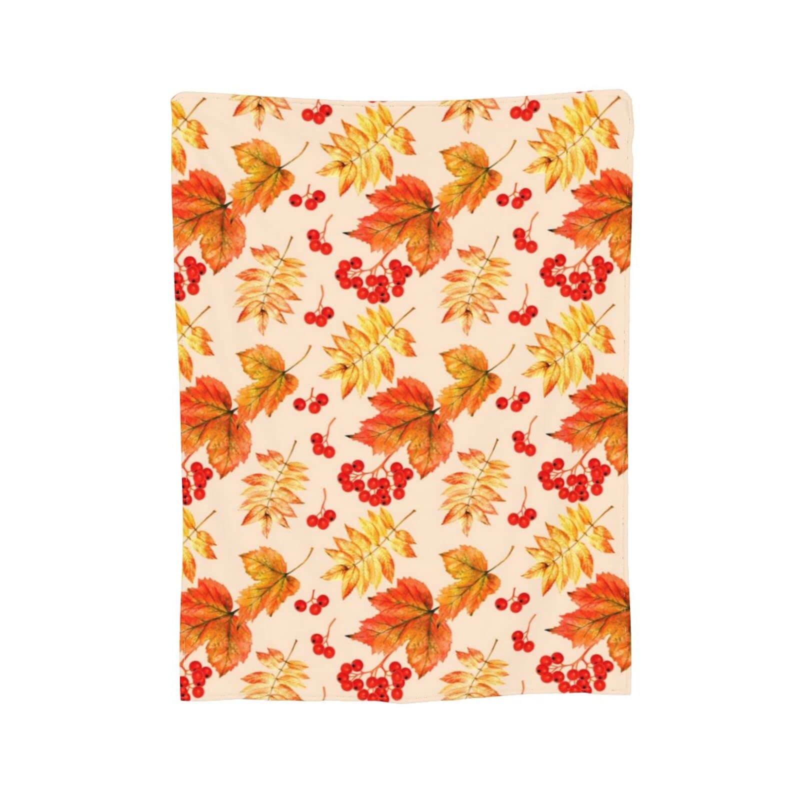 Thanksgiving Throw Blanket - Soft Cozy Fleece Blanket with Autumn Maple Leaves & Pumpkin Design for Adults - Perfect for Sofa, Bed, Couch & Fall Decorations