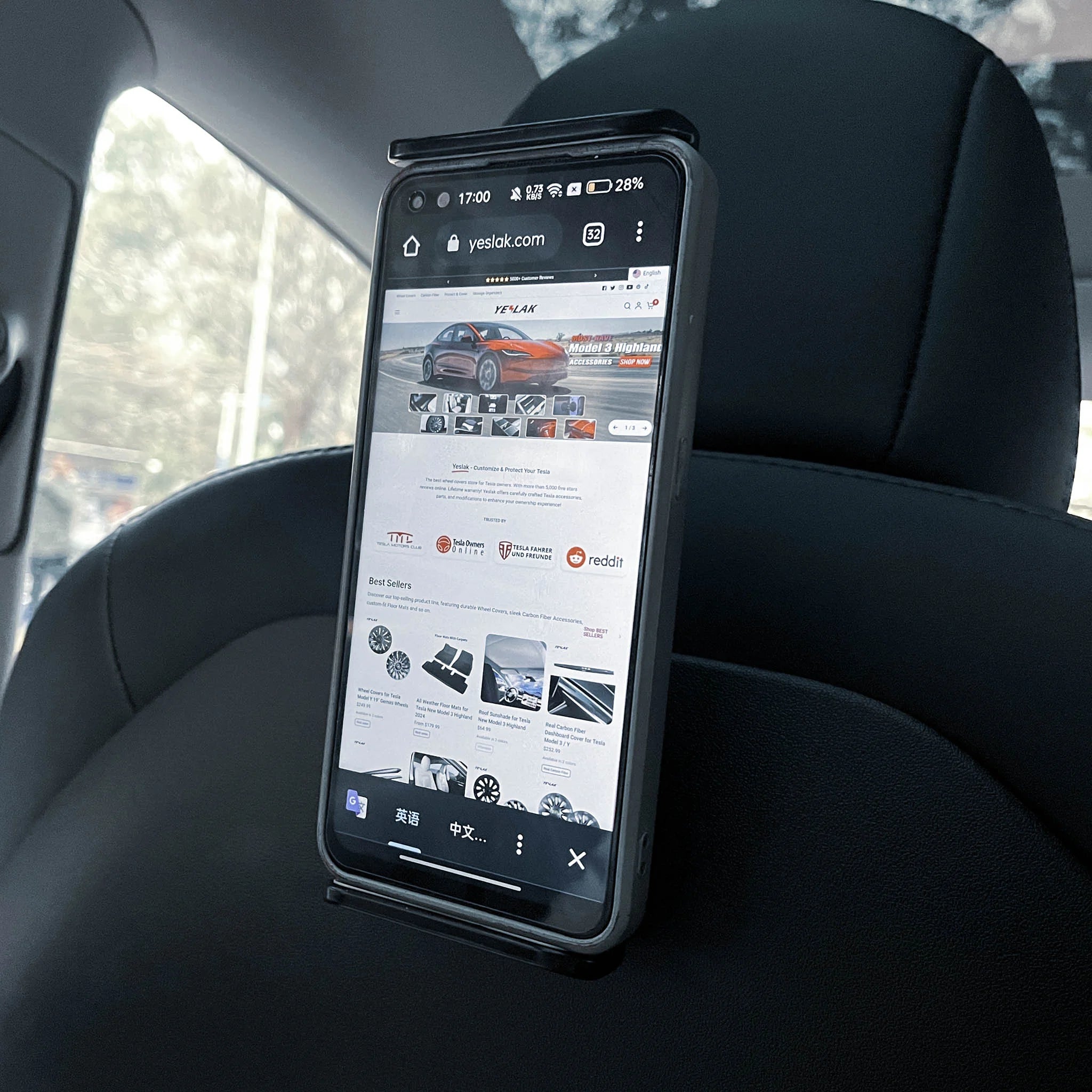 Universal Backseat Car Phone & iPad Holder - Headrest Mount for Tesla Model 3/Y & Model 3 Highland | Secure Tablet & Smartphone Stand for Kids Entertainment & Road Trips