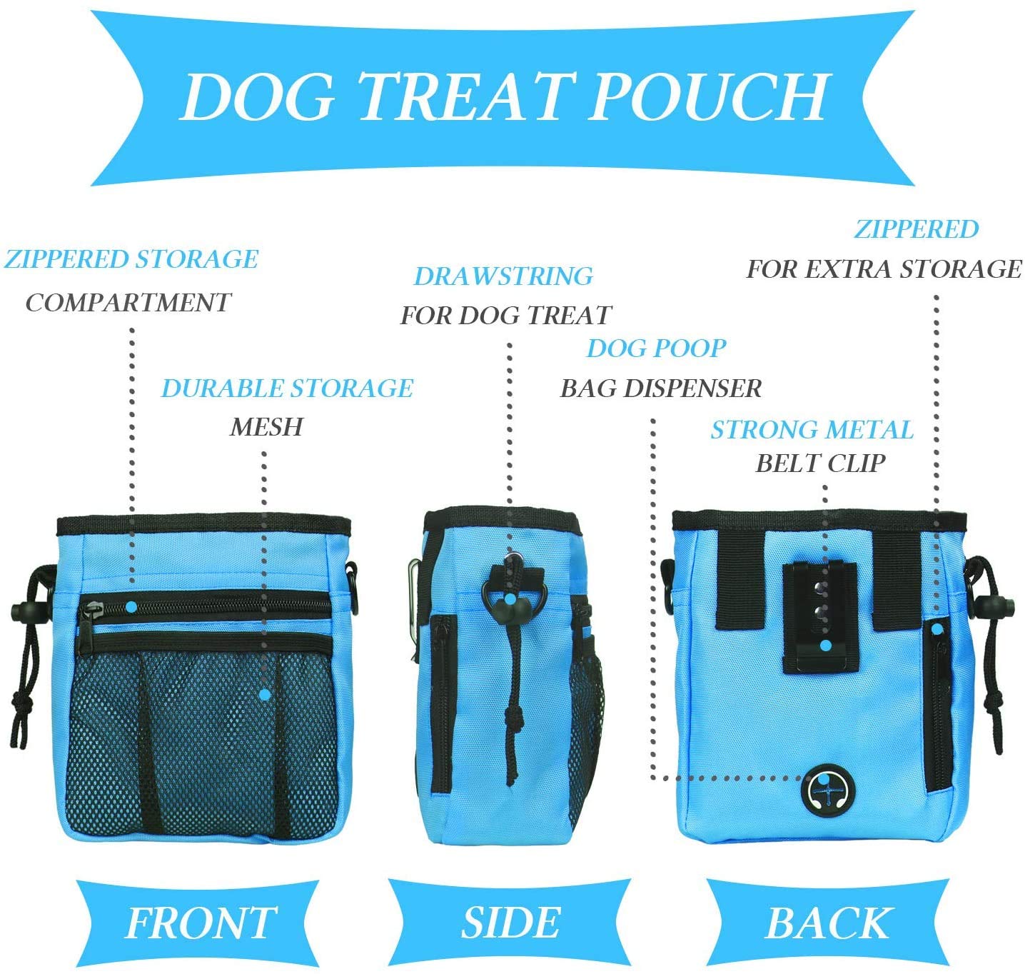 **4-in-1 Dog Training Set with Treat Pouch, Whistle, Doorbell & Clicker – Puppy Training Essentials for Beginners – Perfect Gift for New Pet Owners (Blue) – Ideal for Home, Outdoor & Obedience Training**