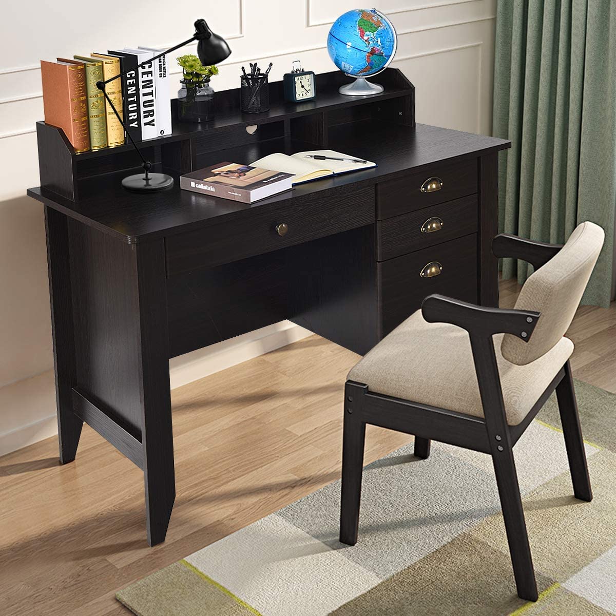 Catrimown Computer Desk with Drawers & Hutch - 47