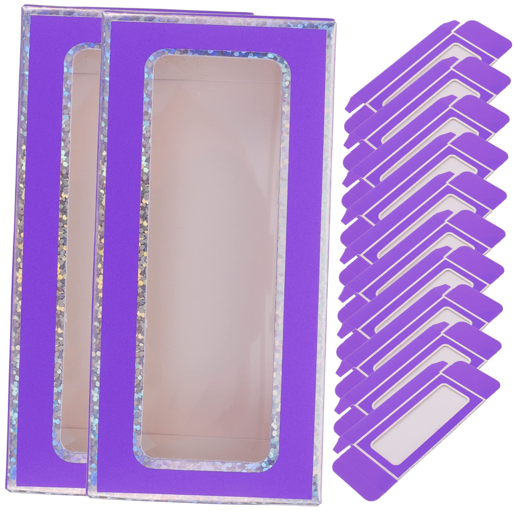 12-Piece Clear Nail Art & Eyelash Display Organizer Box Set - Purple Nail Tip Holder, Eyelash Packaging Box, Nail Charm Organizer - Perfect for Salon, Home Storage & Retail Display