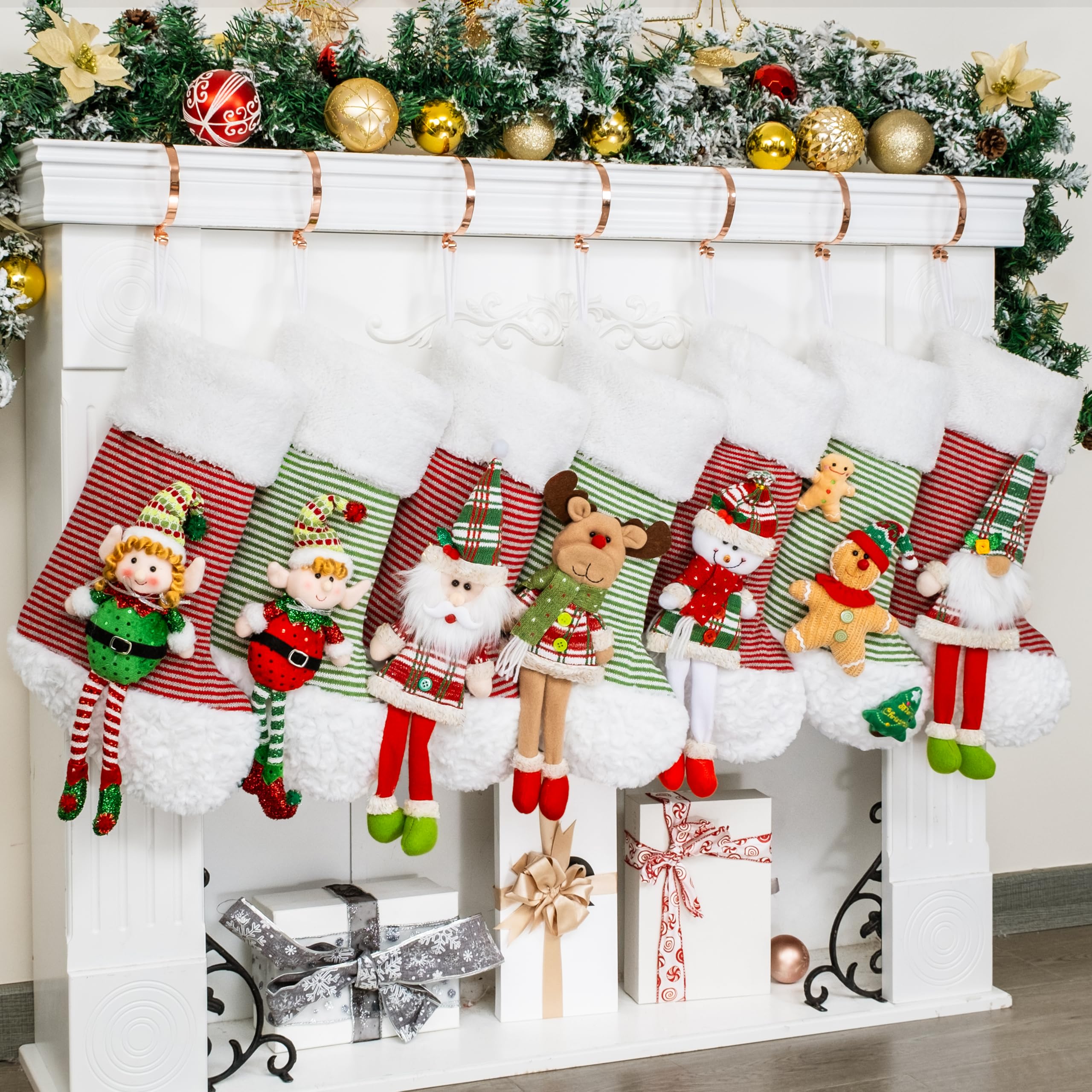 2024 New 3D Elf Boy Christmas Stockings for Kids - Green Embroidery Holiday Decor for Fireplace, Party & Home Decoration - 1 Pack - Perfect for Gifts, Stocking Stuffers & Festive Celebrations