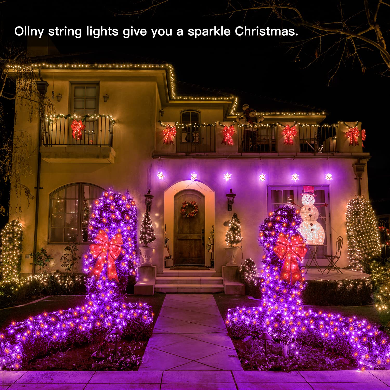 Ollny 60 FT 180 LED Halloween Lights Outdoor - Orange & Purple Waterproof String Fairy Lights with 8 Modes & Timer - Perfect for Halloween Party, Yard, Door Decorations - Also Great for Christmas & Holiday Lighting