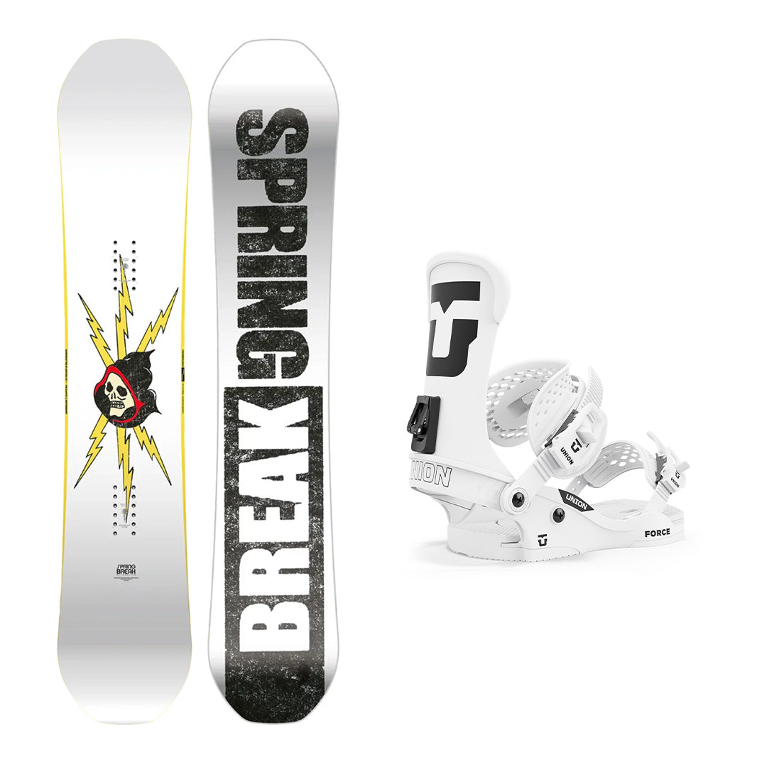 CAPiTA Spring Break Resort Twin Snowboard with Union Men's Force Classic Team High Back Snowboard Bindings 2025 - Perfect for All-Mountain Freestyle Riding and Resort Snowboarding