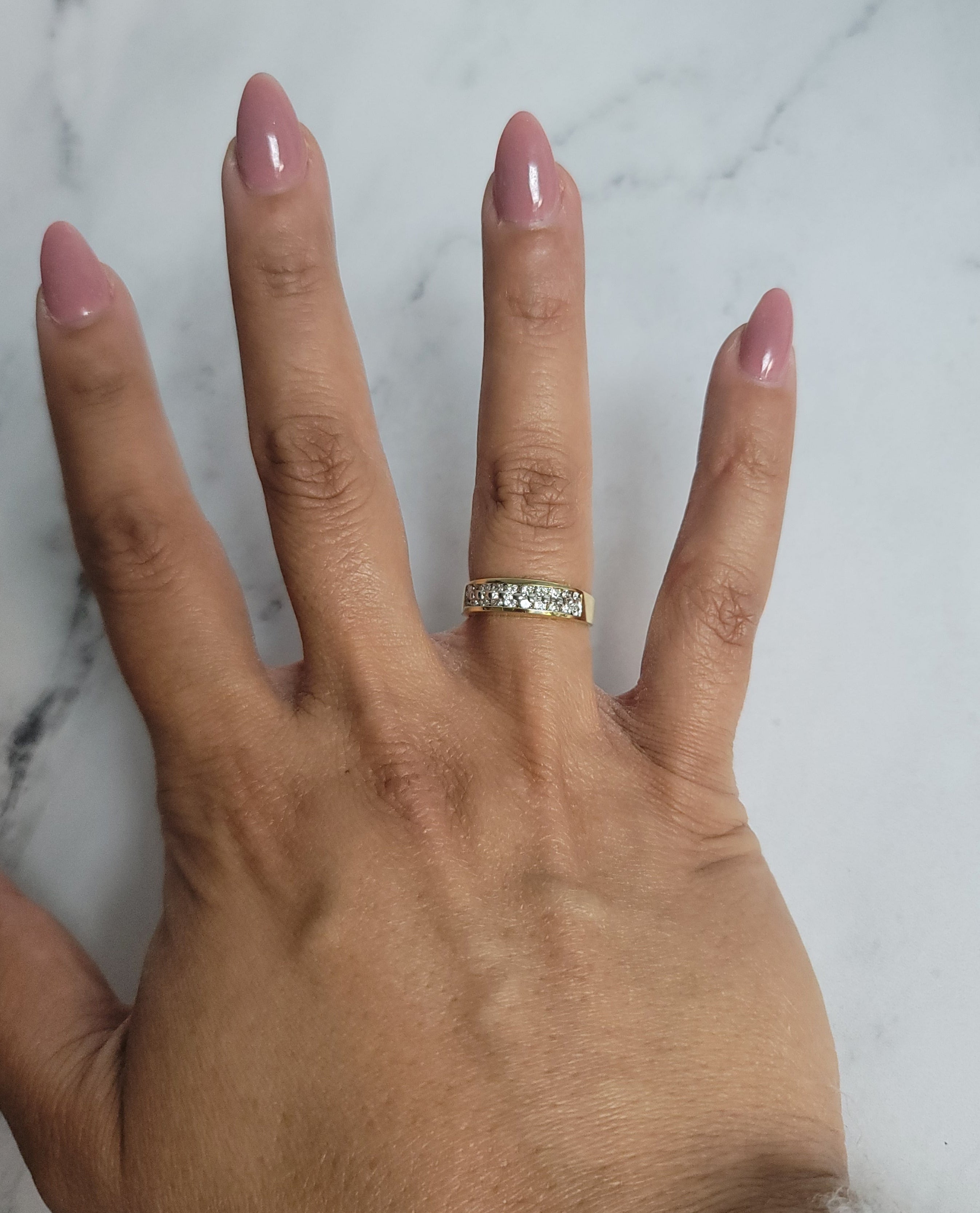 Two Row Diamond Wedding Band .52cttw 14K Yellow Gold - Elegant Stackable Ring for Women, Anniversary & Engagement Jewelry Gift