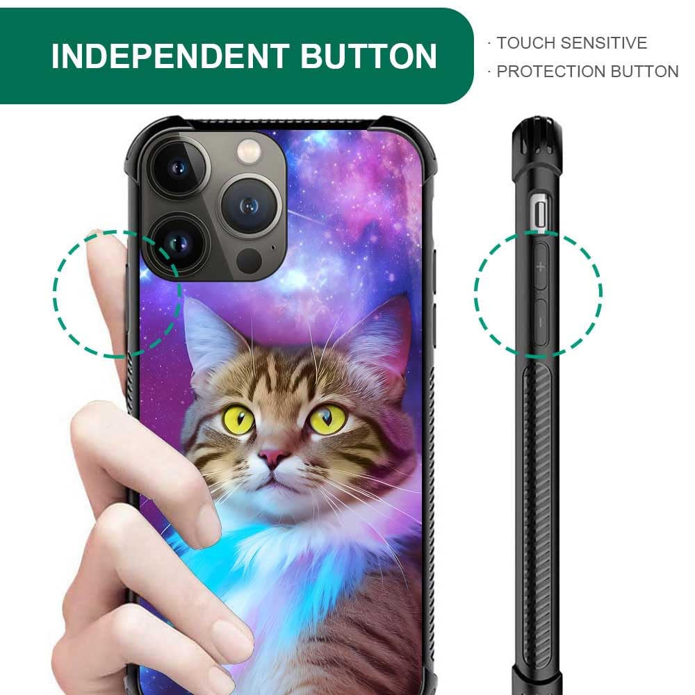 Trippy Cat Space Graphic iPhone 12 Mini Case - Shockproof Anti-Scratch Hard PC Back Cover for Girls | Perfect for Daily Use, Travel & Gift Giving