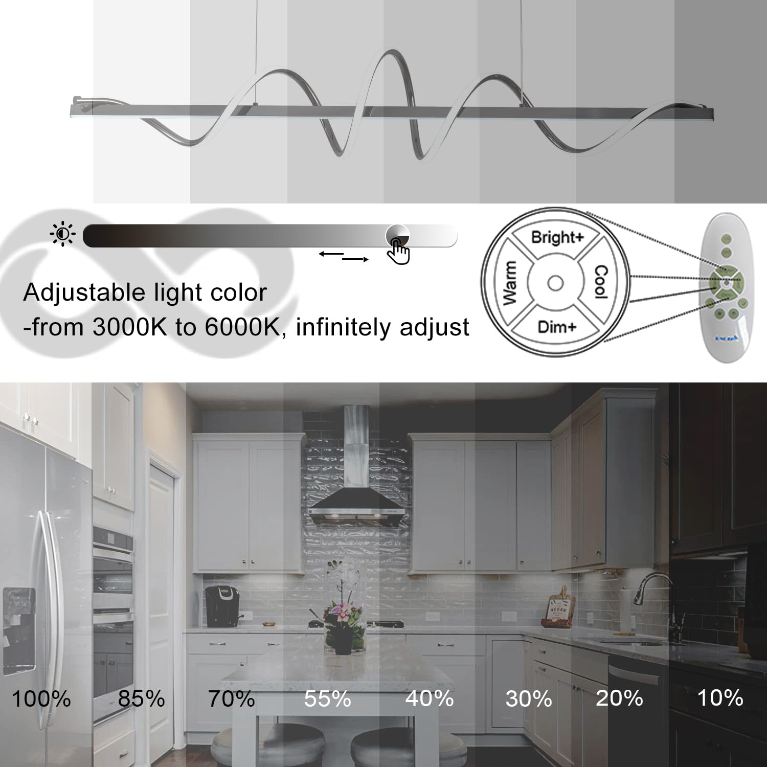 Black Modern LED Chandelier - 39.73