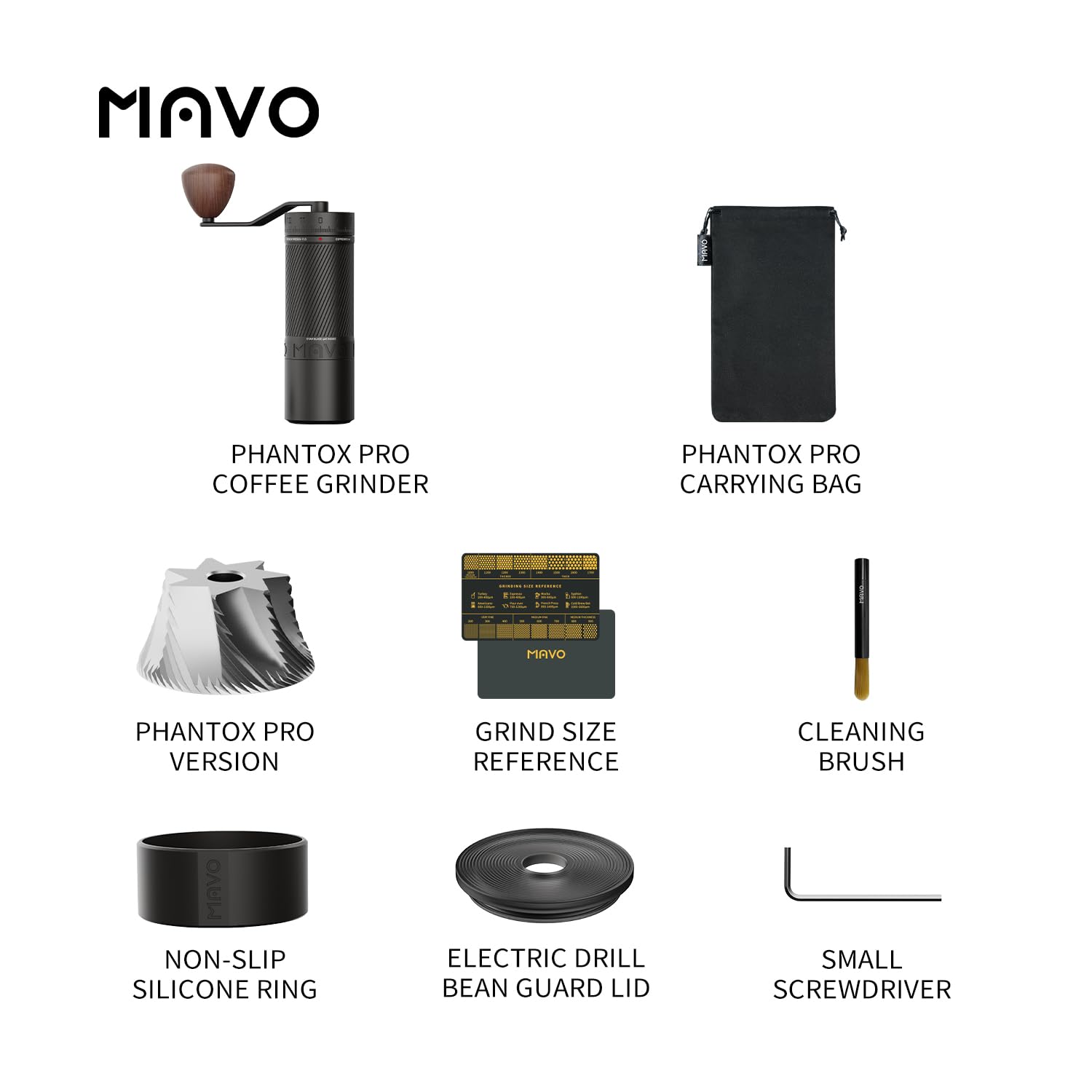 MAVO Manual Coffee Grinder - Professional 45mm Stainless Steel Burr Grinder with 30g Capacity & 120 Click Adjustments - Hand Crank Coffee Mill for Espresso, French Press, Pour Over, Cold Brew - Perfect for Home, Office & Travel Use