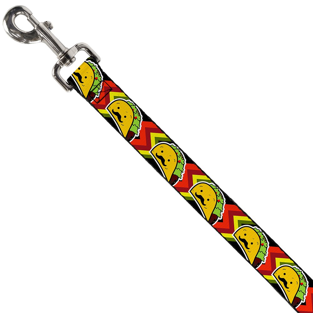 Buckle-Down 4FT Pet Leash for Dogs - 1 Inch Wide Adjustable Taco Man Design - Perfect for Walking, Training & Outdoor Adventures