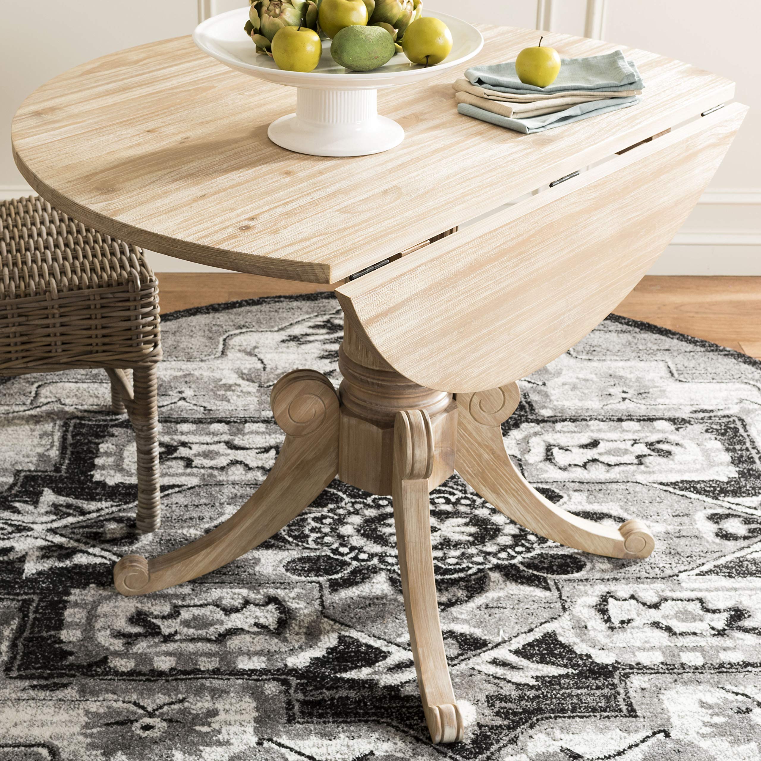 Safavieh Forest Traditional Rustic Drop Leaf Dining Table - Solid Wood Farmhouse Kitchen Table for Small Spaces & Cozy Dining Rooms