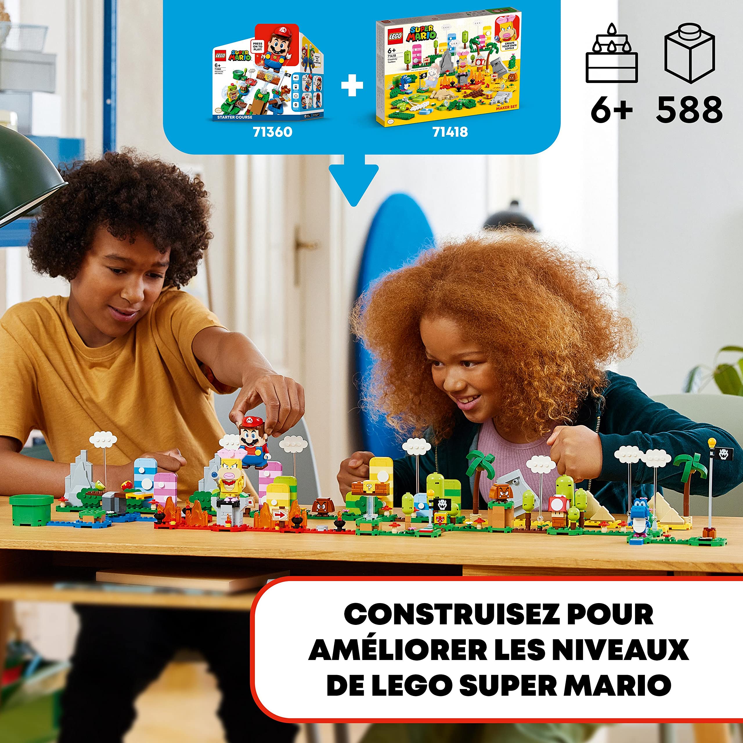 LEGO Super Mario 71418 Creative Toolbox Building Set with Mini Figures - Desert & Lava Expansion Starter Pack - DIY Level Creator Toy for Kids - Perfect for Interactive Play & Creative Storytelling