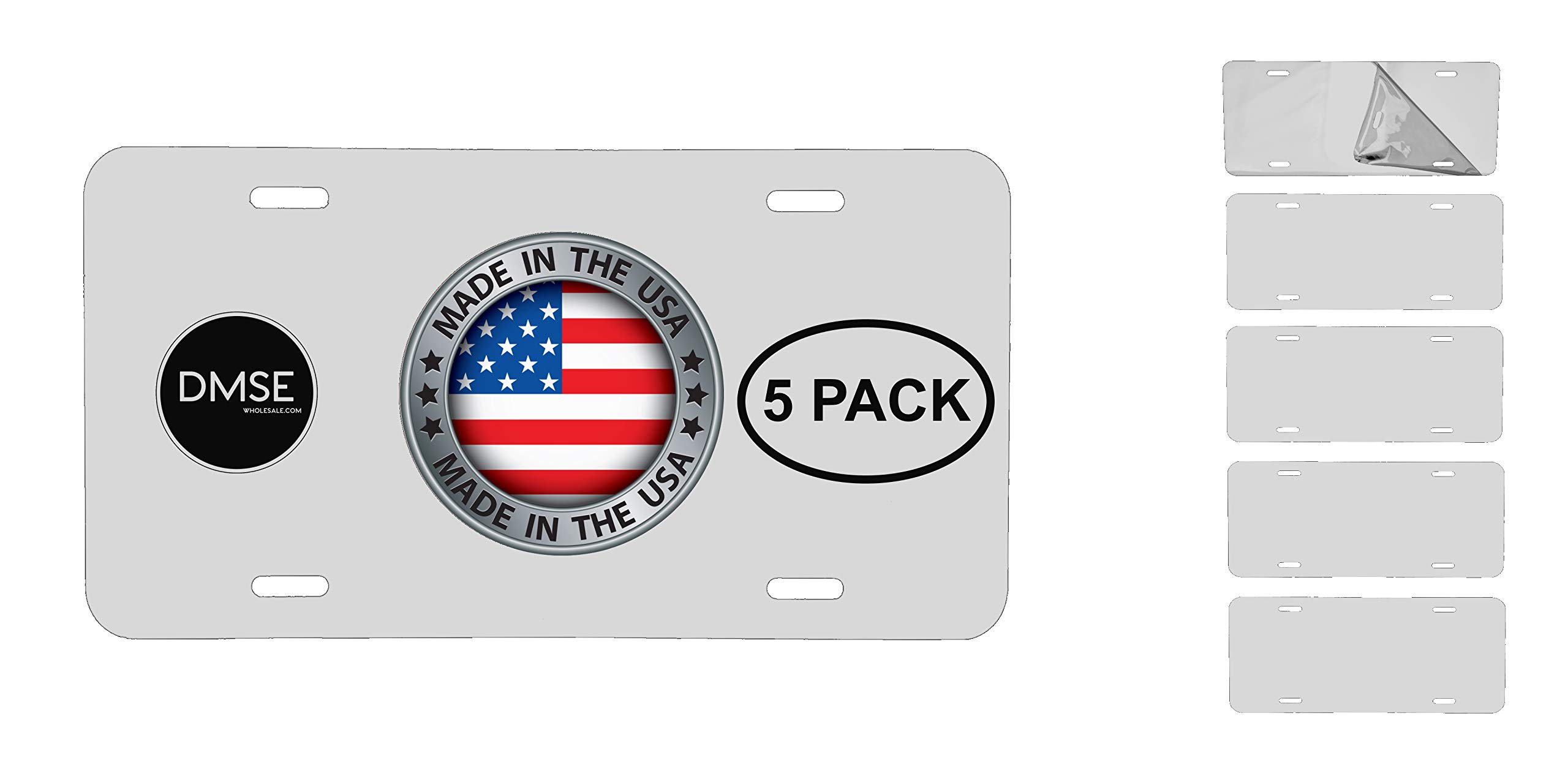 Custom Blank Aluminum License Plates for Cars & Vehicles - 12x6 Inch US/Canada Size - 0.5mm Thick DIY Metal Plates (5-Pack, White) - Perfect for Personalization, Car Shows & Decoration
