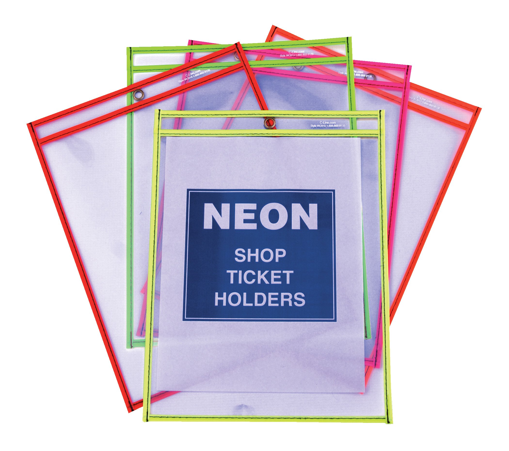 25-Pack Neon Shop Ticket Holders - Durable Plastic Badge Holders for Events, Conventions & Retail - Bright Colors for Easy Visibility (Ideal for Trade Shows, Concerts & ID Cards)