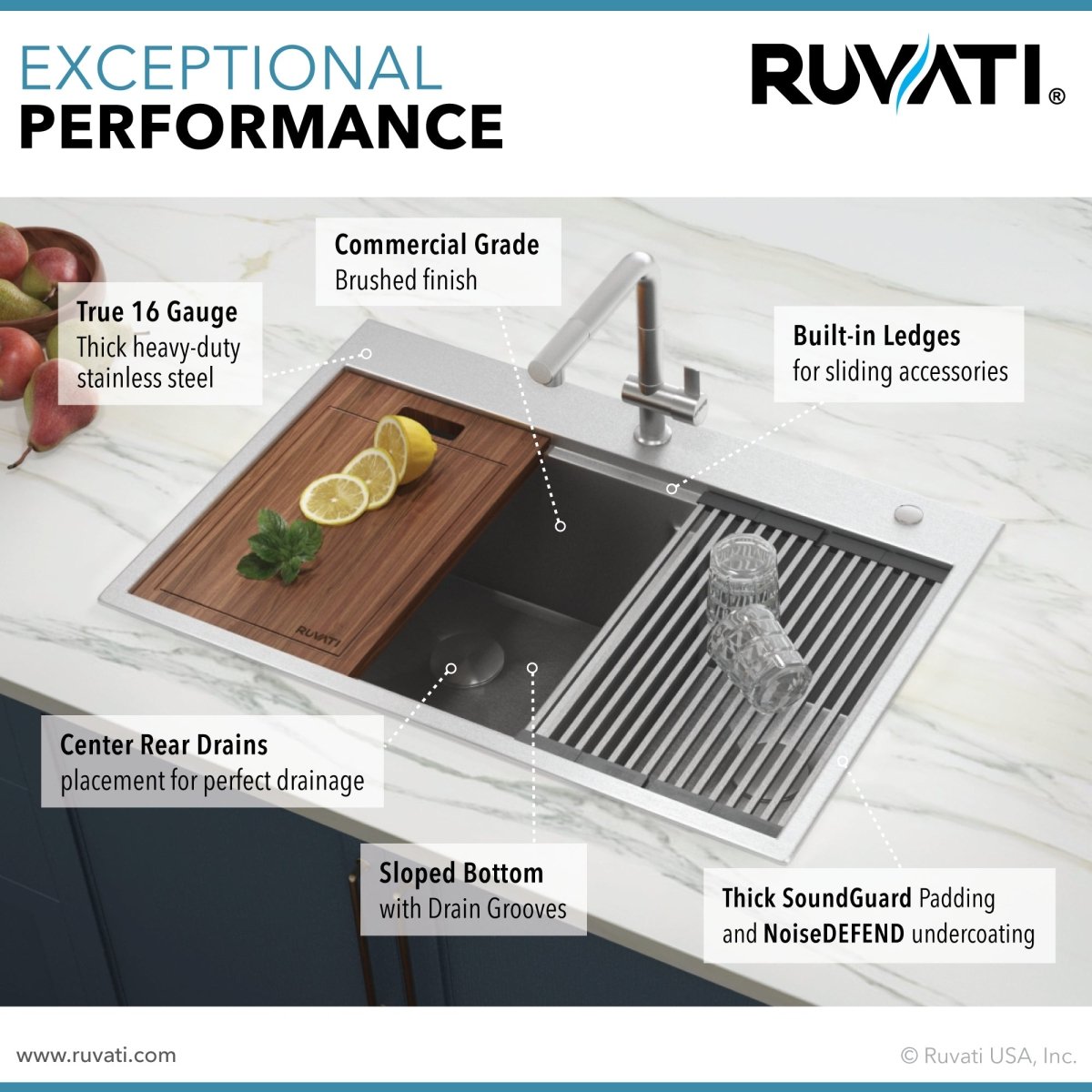 33 x 22 Inch Stainless Steel 60/40 Double Bowl Topmount Kitchen Sink - 16 Gauge Tight Radius Workstation Drop-in Sink for Modern Home & Restaurant Use