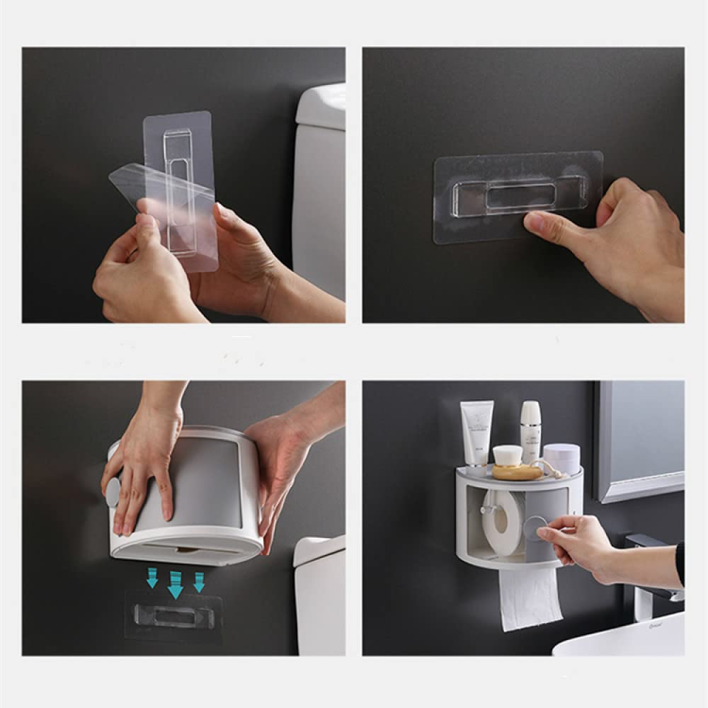 Waterproof Bathroom Tissue Box Holder - Creative Drum Shape Makeup Storage Organizer with Hole-Free Design, Light Grey - Perfect for Toilet Paper, Paper Towels & Bathroom Essentials Organization