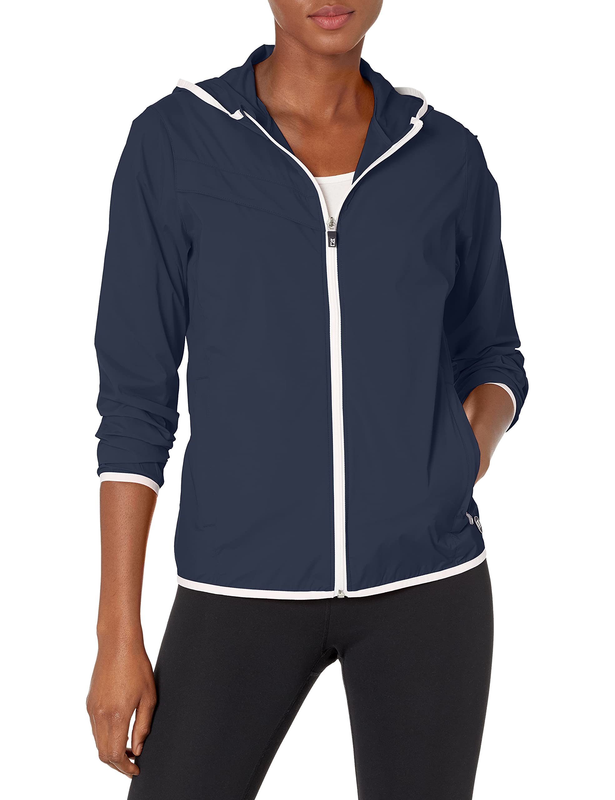 Cutter & Buck Women's Breaker Hooded Jacket - Lightweight Water-Resistant Windbreaker for Outdoor Activities, Hiking & Travel