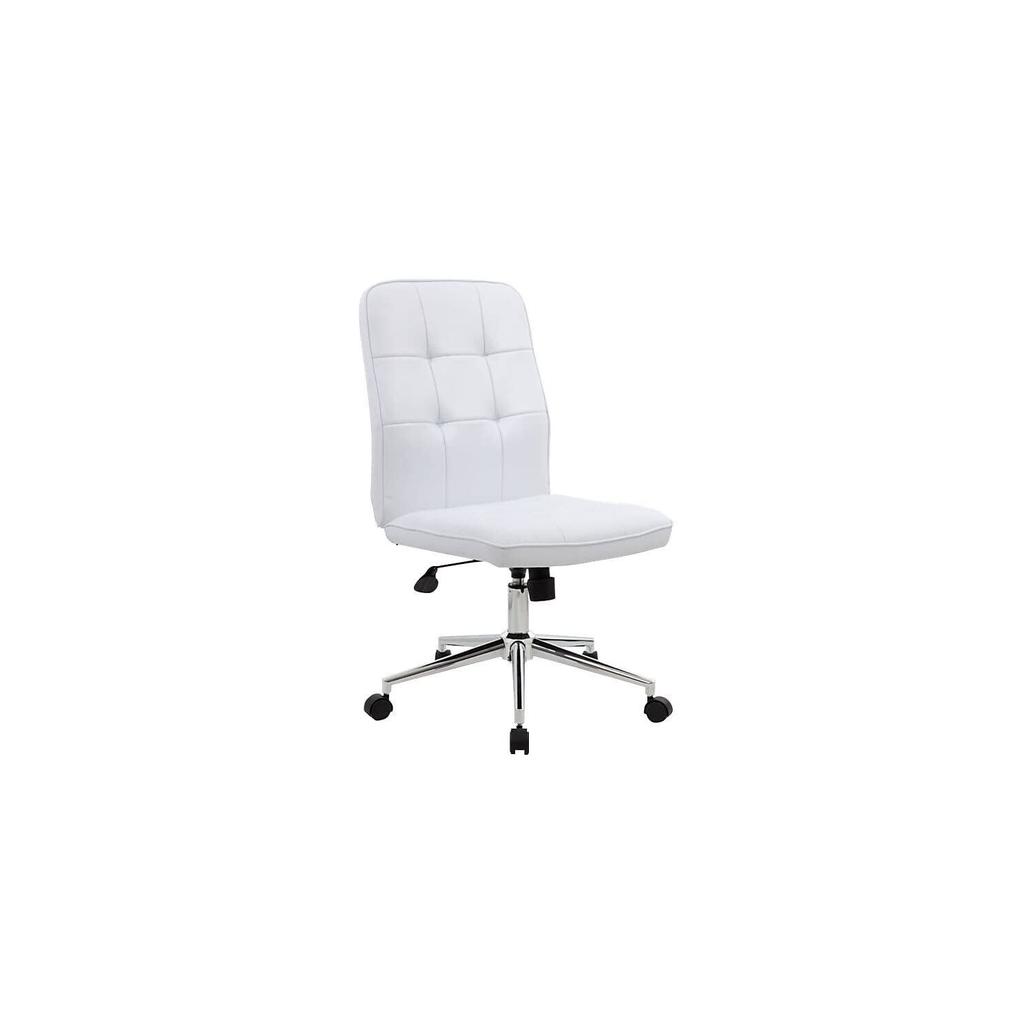 Modern White Armless Office Chair for Home & Workspace - Ergonomic Comfort for Millennials & Professionals - Perfect for Small Spaces & Minimalist Desktops