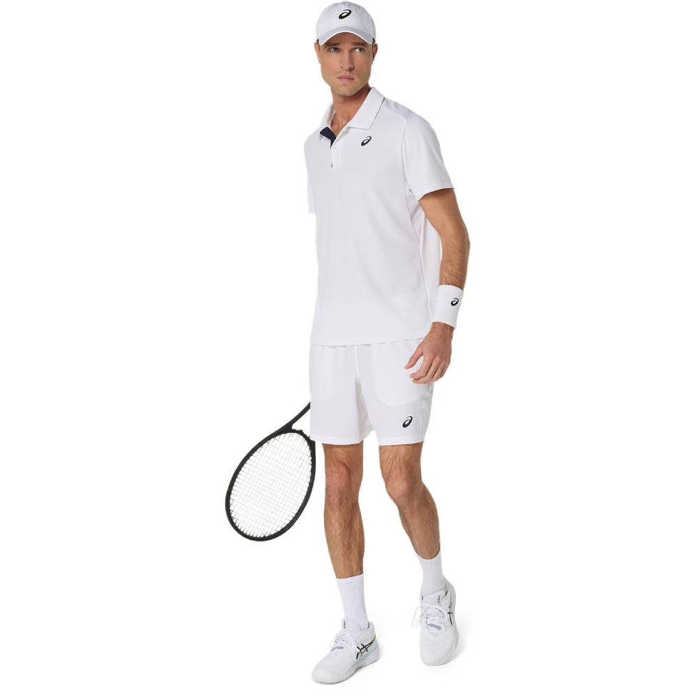 ASICS Men's Performance Tennis Polo Shirt - Breathable Quick-Dry Fabric, UPF 50+ Sun Protection - Brilliant White - Ideal for Tennis, Golf & Casual Wear