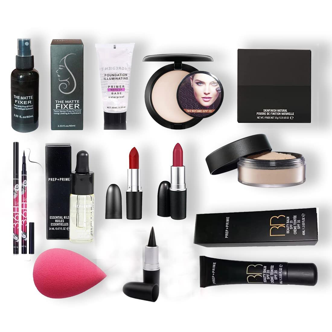 Professional Beauty Makeup Kit - Lipstick, Sponge, Compact, Loose Powder, Face Serum, BB Cream, Eyeliner & Primer | Perfect for Daily Makeup & Special Occasions