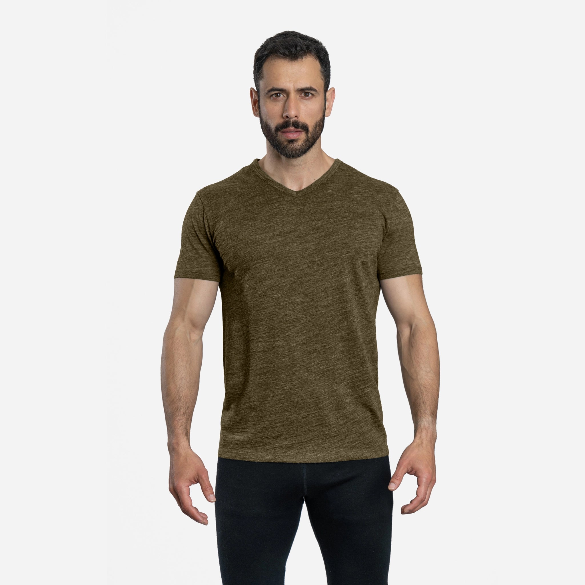 Ultralight Men's Alpaca Wool V-Neck T-Shirt - 160 GSM Soft Breathable Tee for Outdoor Hiking & Casual Wear