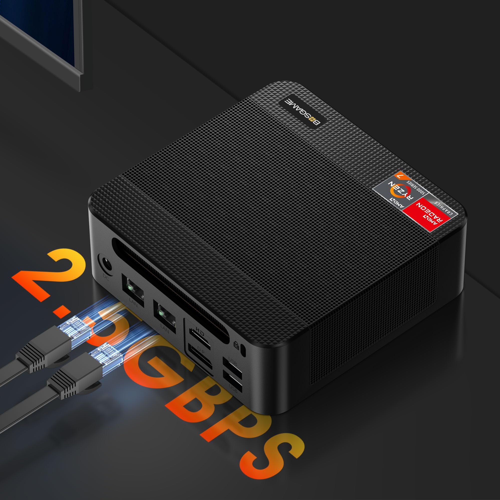 BOSGAME Gaming Mini PC AMD Ryzen 7 5700U | 16GB DDR4 RAM 512GB SSD | Micro Desktop Computer with Dual LAN 2.5GbE, 4K Triple Display, WiFi6E & BT5.2 | Powerful Compact PC for Home Office, Gaming & Streaming
